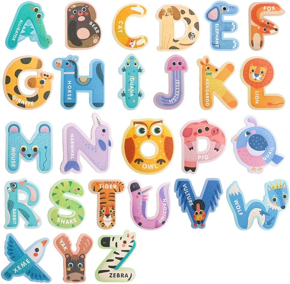 wholesale usatdd jumbo magnetic letters colorful abc alphabet animal shape toys large uppercase refrigerator fridge magnets preschool educational toy set learning spelling game for 3 4 5 year old toddler kids factory & supplier oem