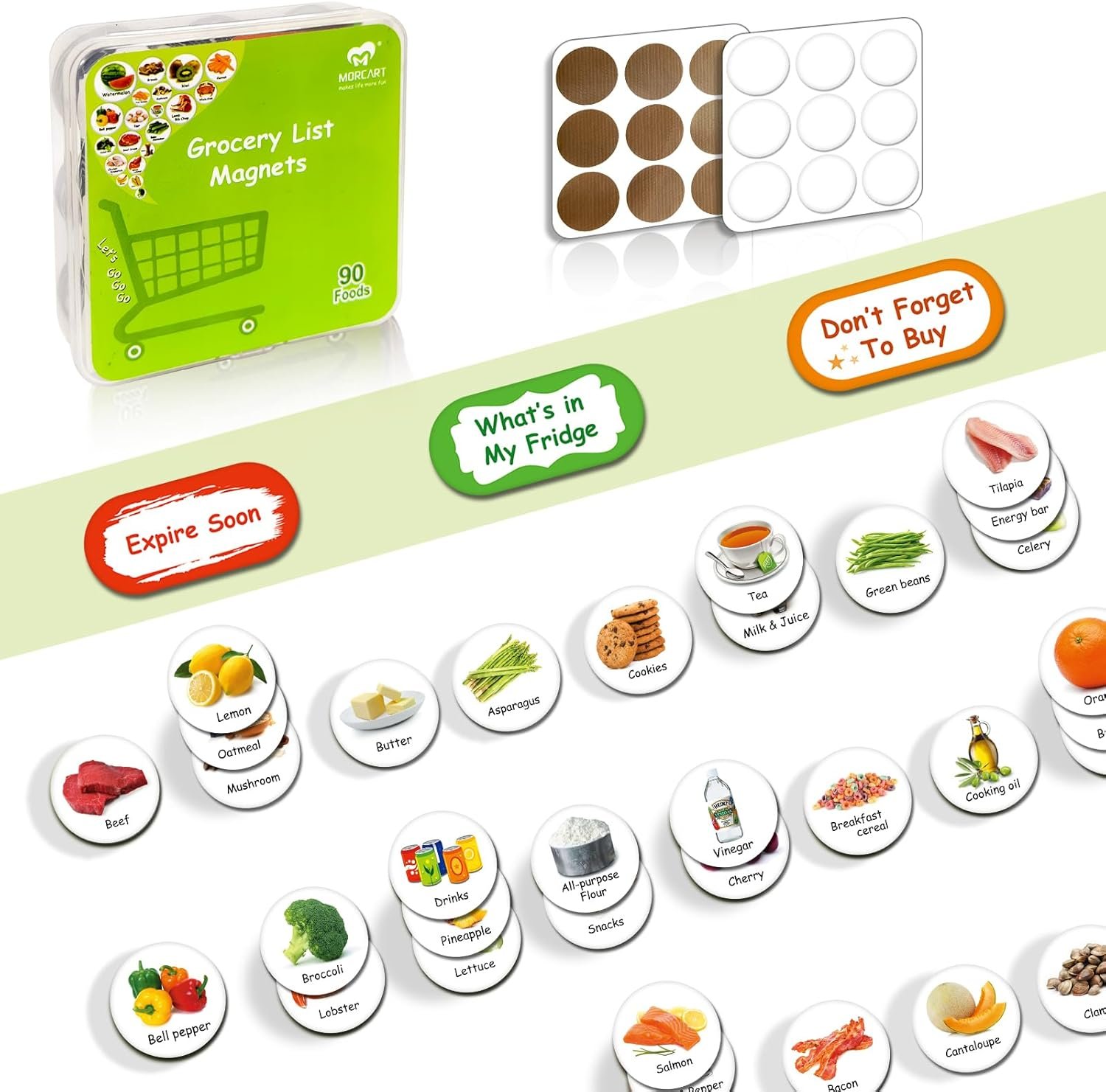 wholesale m morcart 93 food magnets for fridge - repeatable visual shopping list, refrigerator inventory easy tracking factory & supplier oem