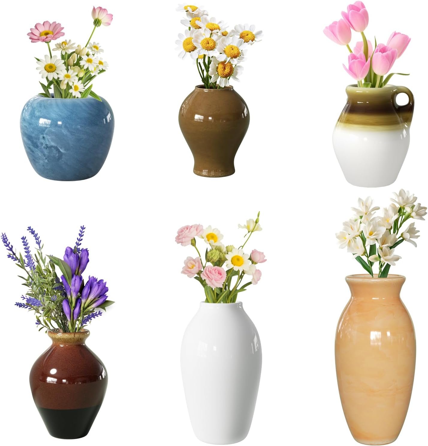 wholesale cute mini ceramic vase fridge magnets, funny small plant magnets, tiny 3d plant vase for refrigerator decoration kitchen locker kitchen office (6 pack) factory & supplier oem