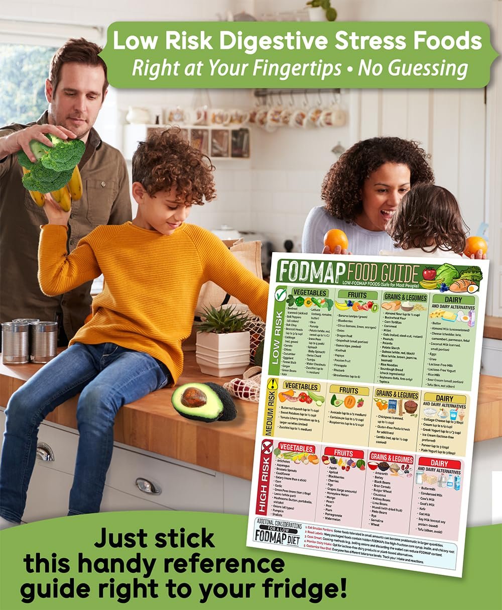 wholesale magnetic 8.5x11 fodmap food guide – ibs-friendly diet poster & chart, safe foods list, digestive health guide, dietary restriction nutrition reference, educational waterproof fridge magnet for kitchen factory & supplier oem