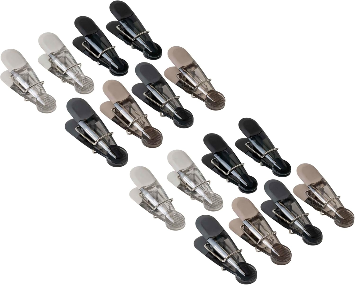 wholesale seal n snack magnetic chip clips, multi-purpose bag grips for kitchen storage, keep pantry foods fresh, assorted neutral colors, 16 count factory & supplier oem
