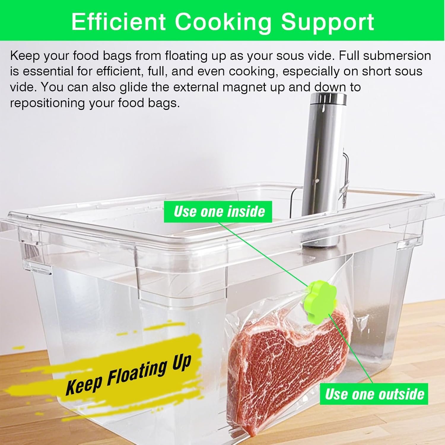 wholesale momoma sous vide magnets 12pcs (6 orange&6 green)–food-grade silicone coated weights, keep bags submerged, multi-use for cooking, display, home&office,magnetic weights works on all sous vide machines factory & supplier oem