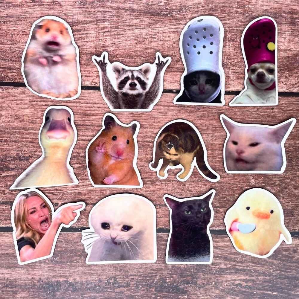 wholesale 12pc funny meme animals fridge magnets, fun cute weird magnetic crying cat dog hamster duck magnets for gaming kitchen home decor bumper school locker work for boys girls adult accessories factory & supplier oem