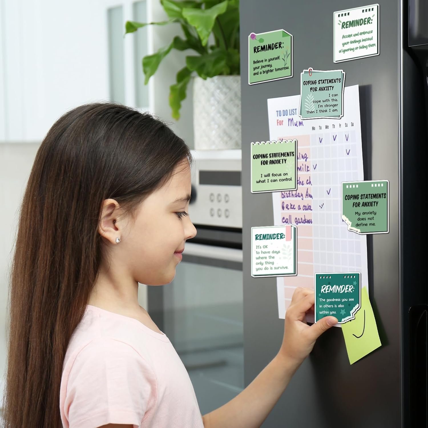 wholesale 20 pcs mental health magnets motivational daily reminders magnets with positive affirmations mental health awareness items for lockers, fridges, home, office, and classroom use(green) factory & supplier oem