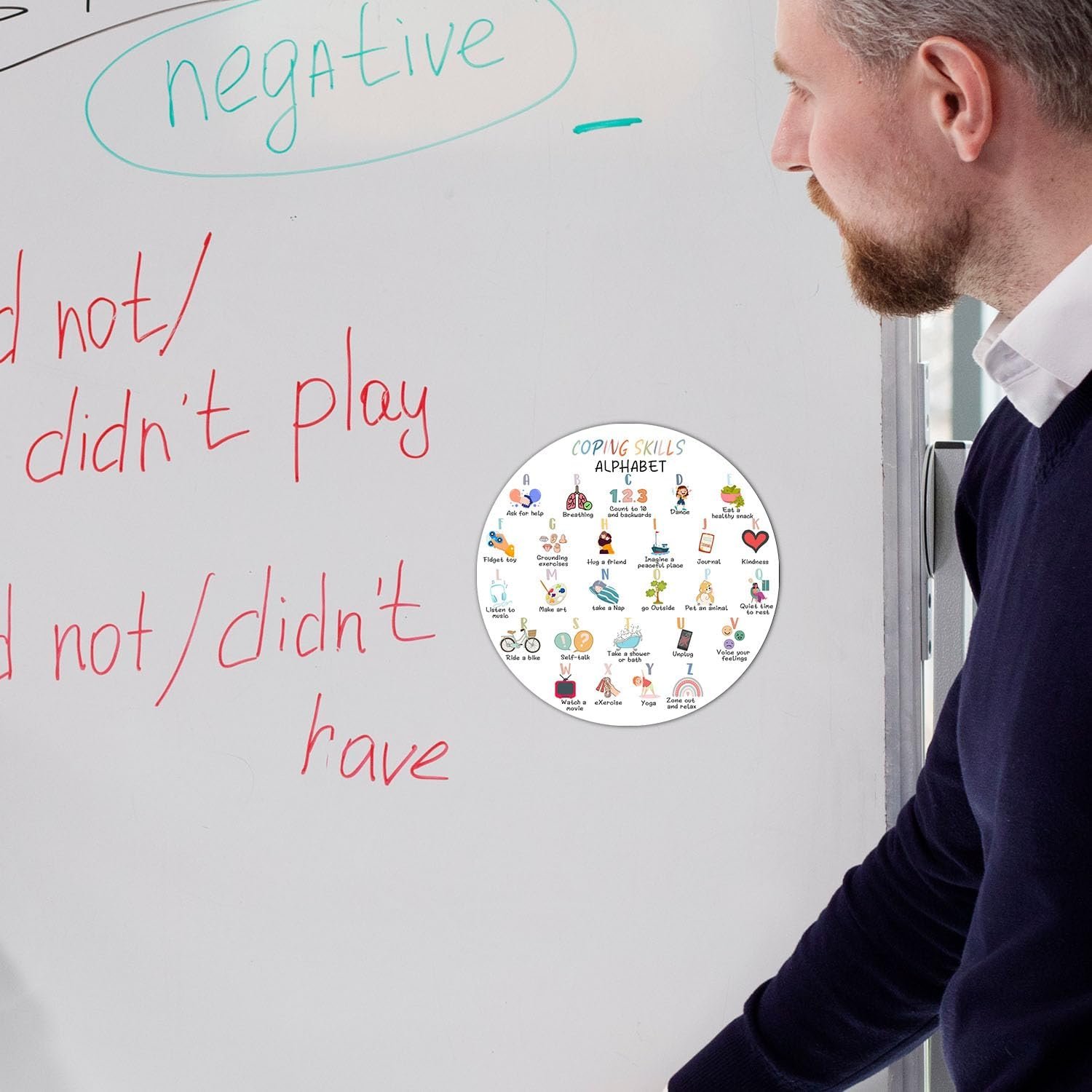 wholesale funny mental health fridge magnets - coping skills alphabet for kids decoration - inspirational refrigerator magnet for office staff teacher motivational gift factory & supplier oem