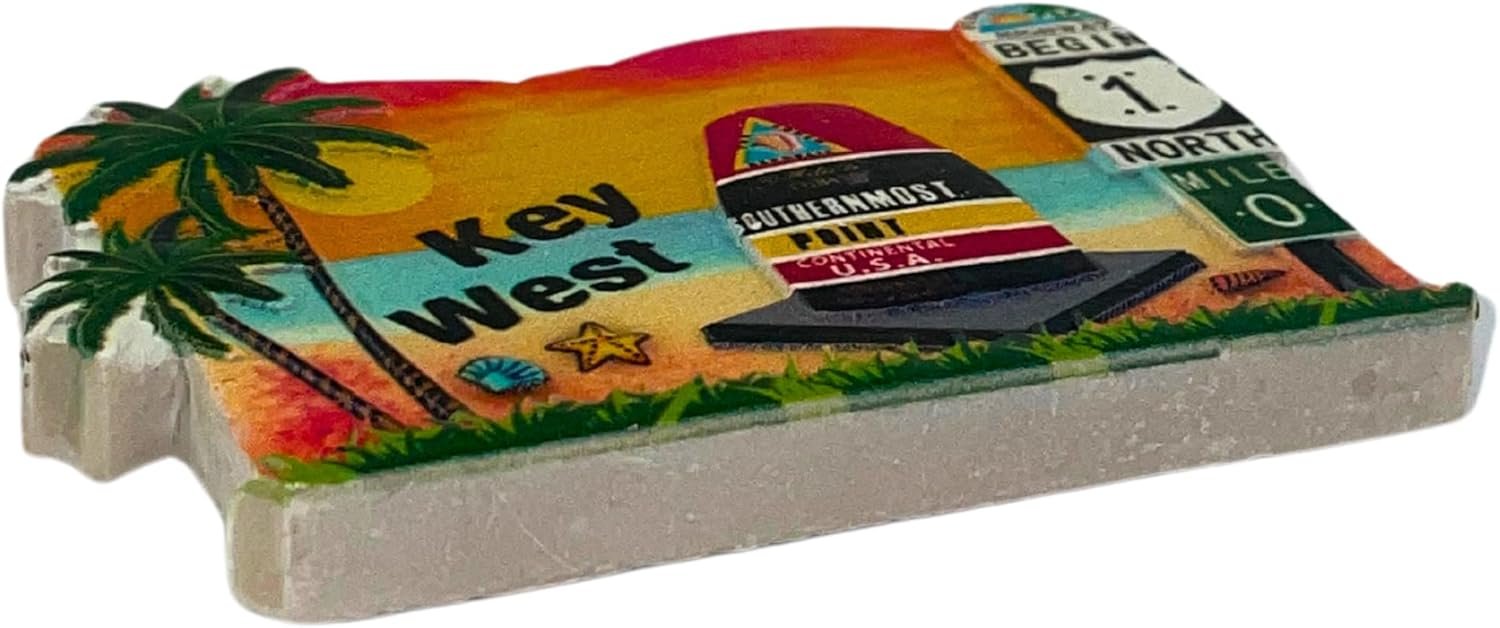 wholesale key west florida souvenir magnet, iconic mile marker 0, 3d resin keepsake, 3.5 inches factory & supplier oem
