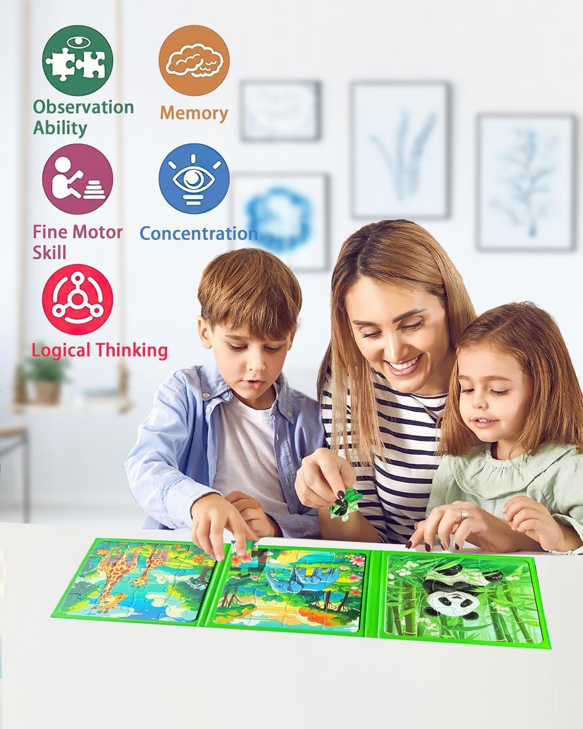 wholesale magnetic puzzles for toddlers, animal forest travel puzzles games for kids ages 3-5, car activities toy for boys girls, children learning magnet gift for road trip (forest) factory & supplier oem