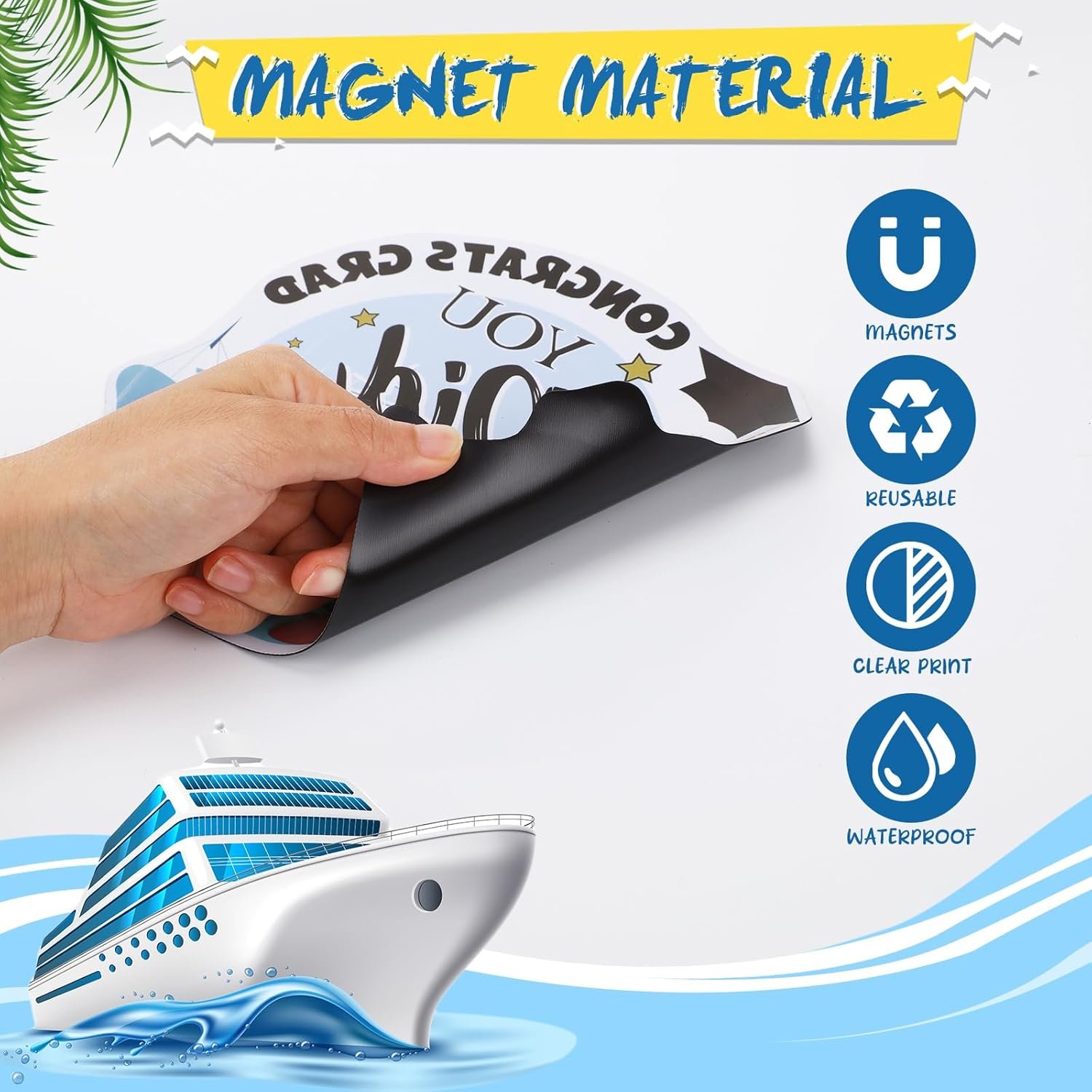 wholesale towel animals - 7pcs large funny cruise ship door decoration stickers, sea ocean magnetic stickers, cute animals cruise decal for home, kitchen, cabinet, carnival party decor factory & supplier oem