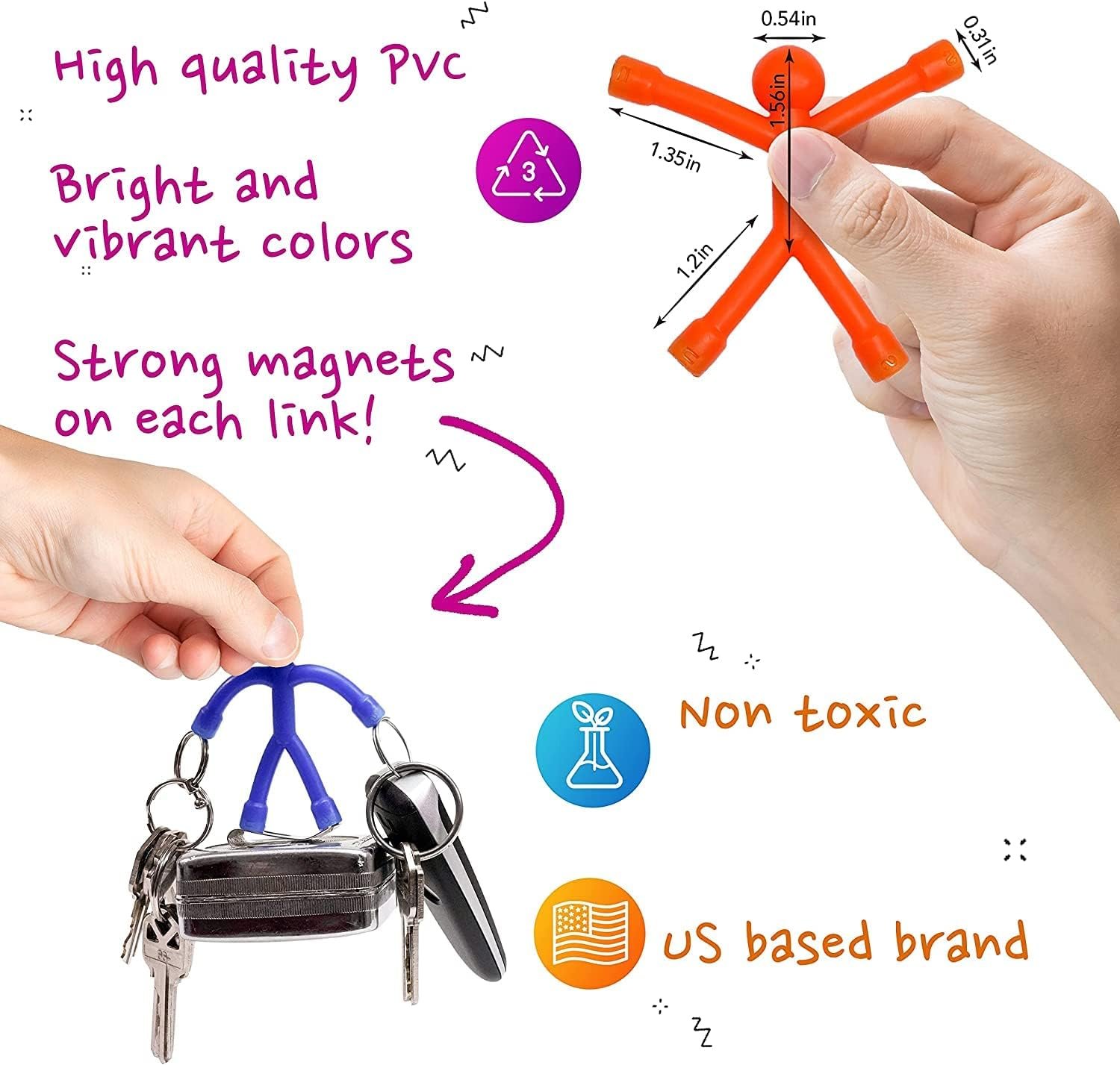 wholesale magmen classic! the original magnetic action figures - classic stretchy travel fidget & desk toy | multipurpose fridge & whiteboard magnets 10pc solid colors set factory & supplier oem