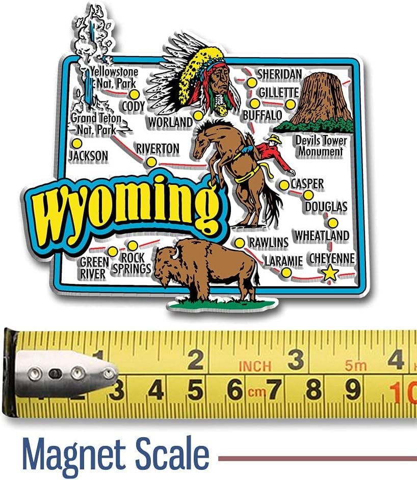 wholesale wyoming jumbo state map magnet by classic magnets, 3.6