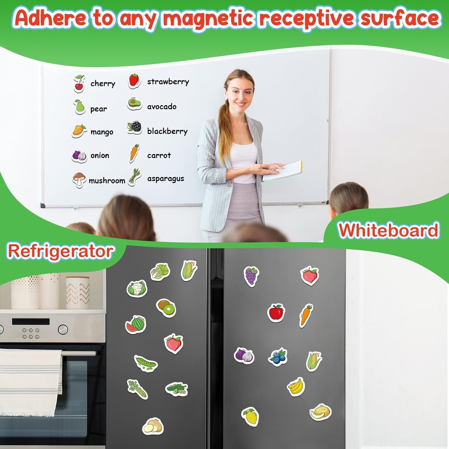 wholesale 40 magnetic food set - fridge magnets for kids, toddlers & preschool classroom - fruits & veggie toys for learning & speech therapy factory & supplier oem