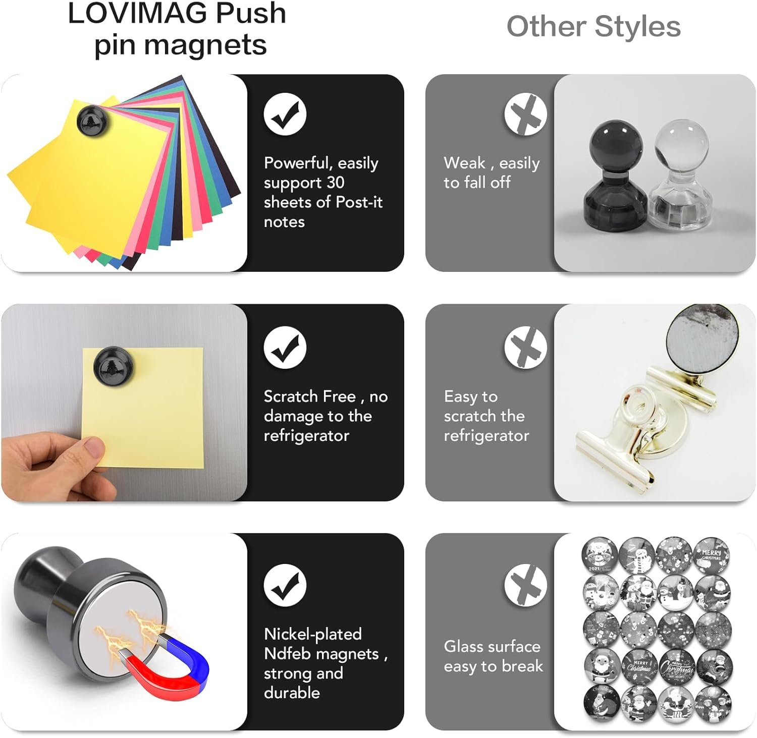 wholesale lovimag 12pcs black fridge magnets, small and strong magnets for whiteboard, office, classroom, map, kitchen factory & supplier oem