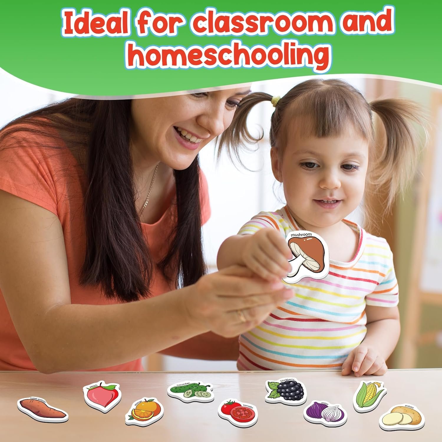 wholesale 40 magnetic food set - fridge magnets for kids, toddlers & preschool classroom - fruits & veggie toys for learning & speech therapy factory & supplier oem