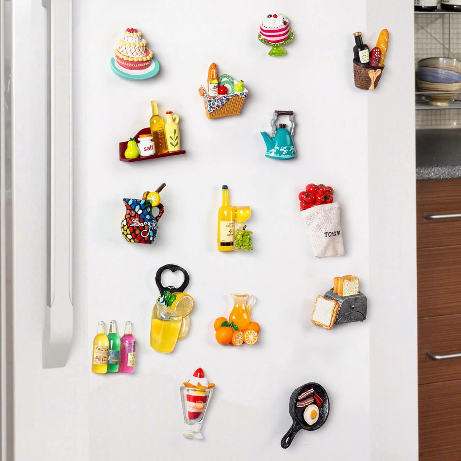 wholesale 6-pack fruit juice fridge magnets 3d resin magnet refrigerator stickers champagne bottle opener juice cup wine glass for refrigerators, whiteboards, maps and other magnetic items factory & supplier oem