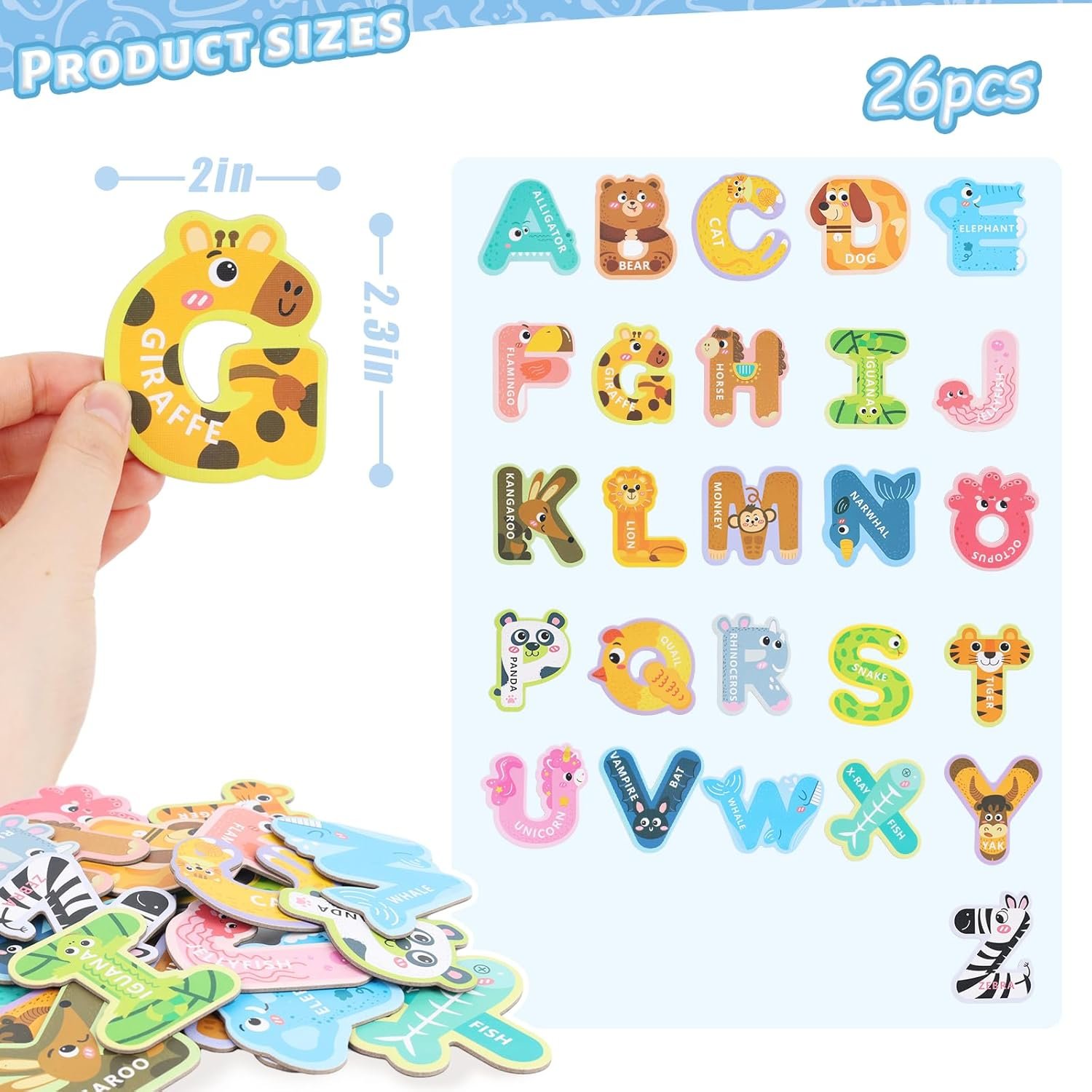 wholesale lovestown magnetic letters for toddlers, 26 large animal alphabet magnets, educational learning toys, fridge magnetic letters set factory & supplier oem