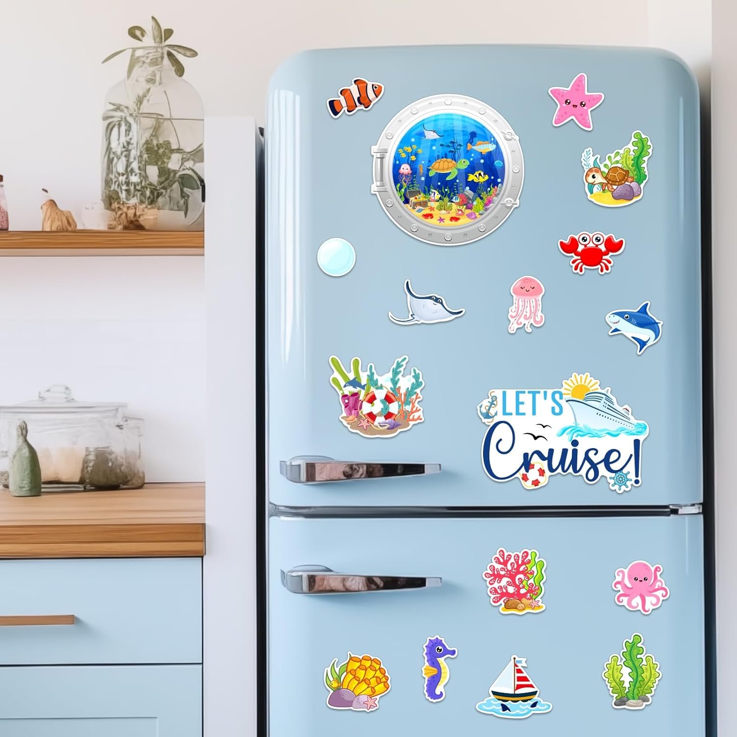 wholesale 27pcs cruise door decorations magnetic, ocean sea animal cruise magnets for door decoration summer cruise cabin door magnet stickers for carnival cruise refrigerator car door factory & supplier oem