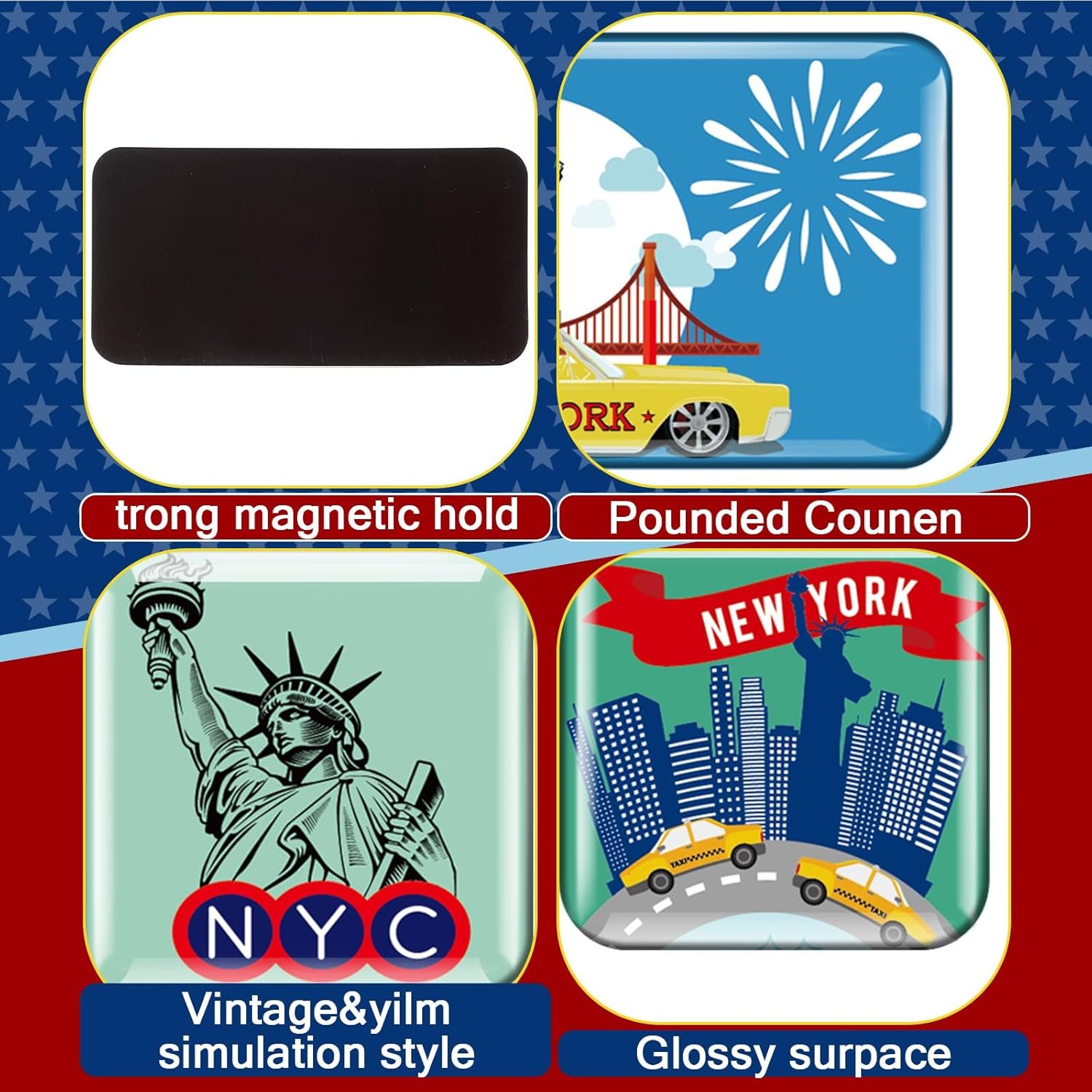 wholesale 36 pcs new york magnets for refrigerator nyc fridge magnets souvenirs usa souvenirs gifts new york refrigerator stickers usa flag statue of liberty for fridge laptop locker factory & supplier oem