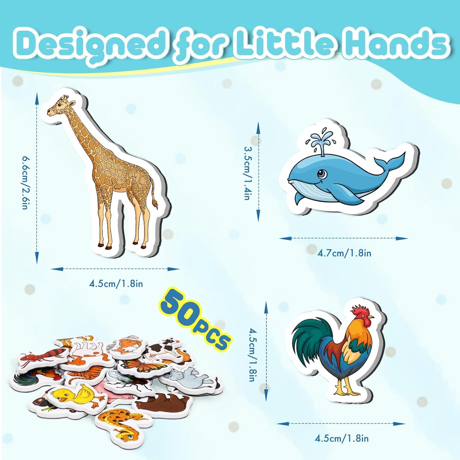 wholesale animal magnets, 50 pcs fridge magnets for kids, refrigerator magnets for toddlers farm animals wild zoo sea ocean animals educational learning magnetic toys for whiteboard baby preschool factory & supplier oem