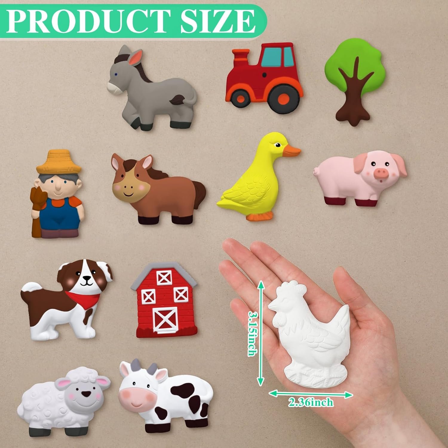 wholesale sinmoe 12 sets farm animals arts and crafts set paint your own ceramic figurines painting kit unpainted diy ceramic figurines with 12 magnet 2 brushes and 1 palette ceramic painting kit for adults factory & supplier oem