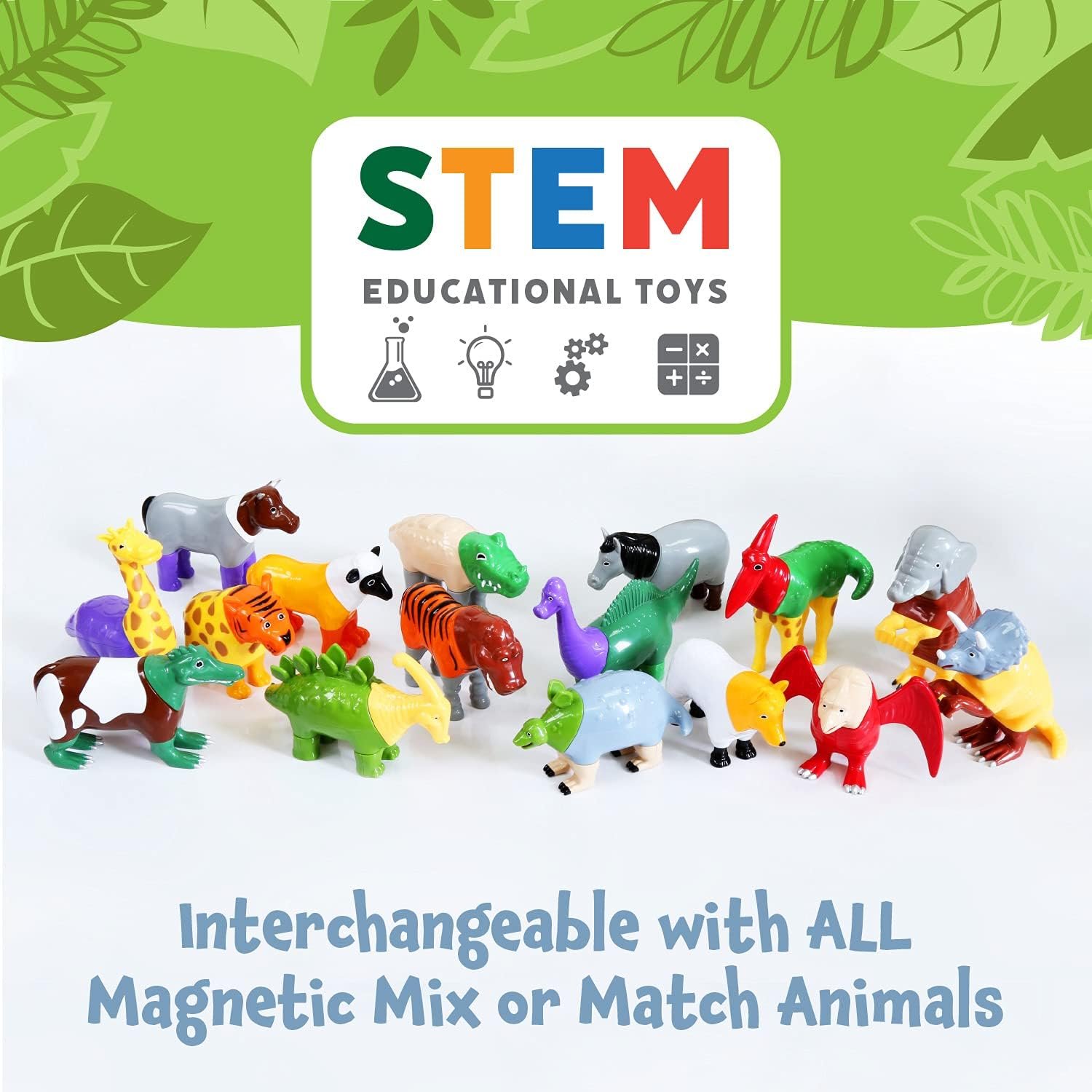 wholesale popular playthings magnetic mix or match dinosaurs toy play set, 12 pieces factory & supplier oem