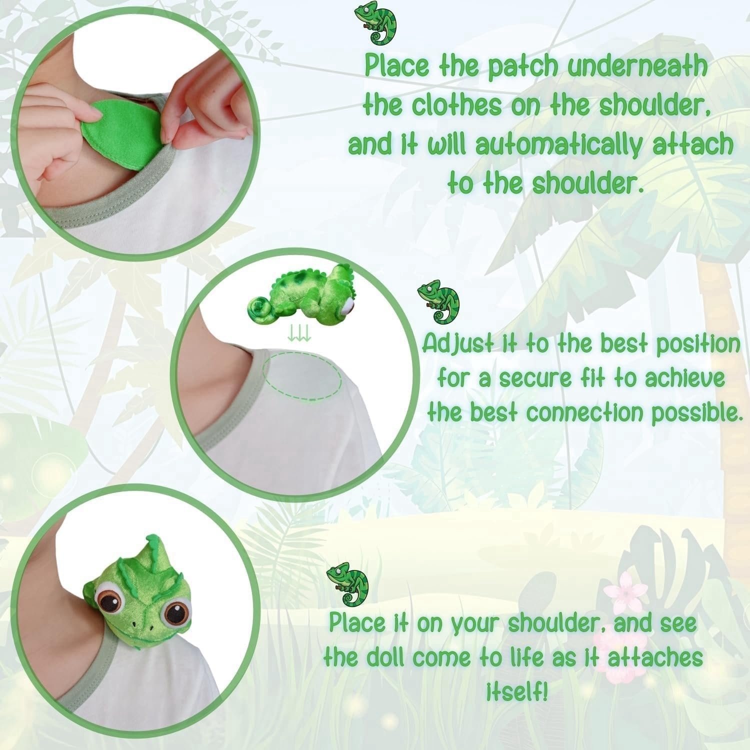 wholesale lizard plush shoulder magnet，chameleon stuffed animal toys for kids and fans（6.3 in） factory & supplier oem