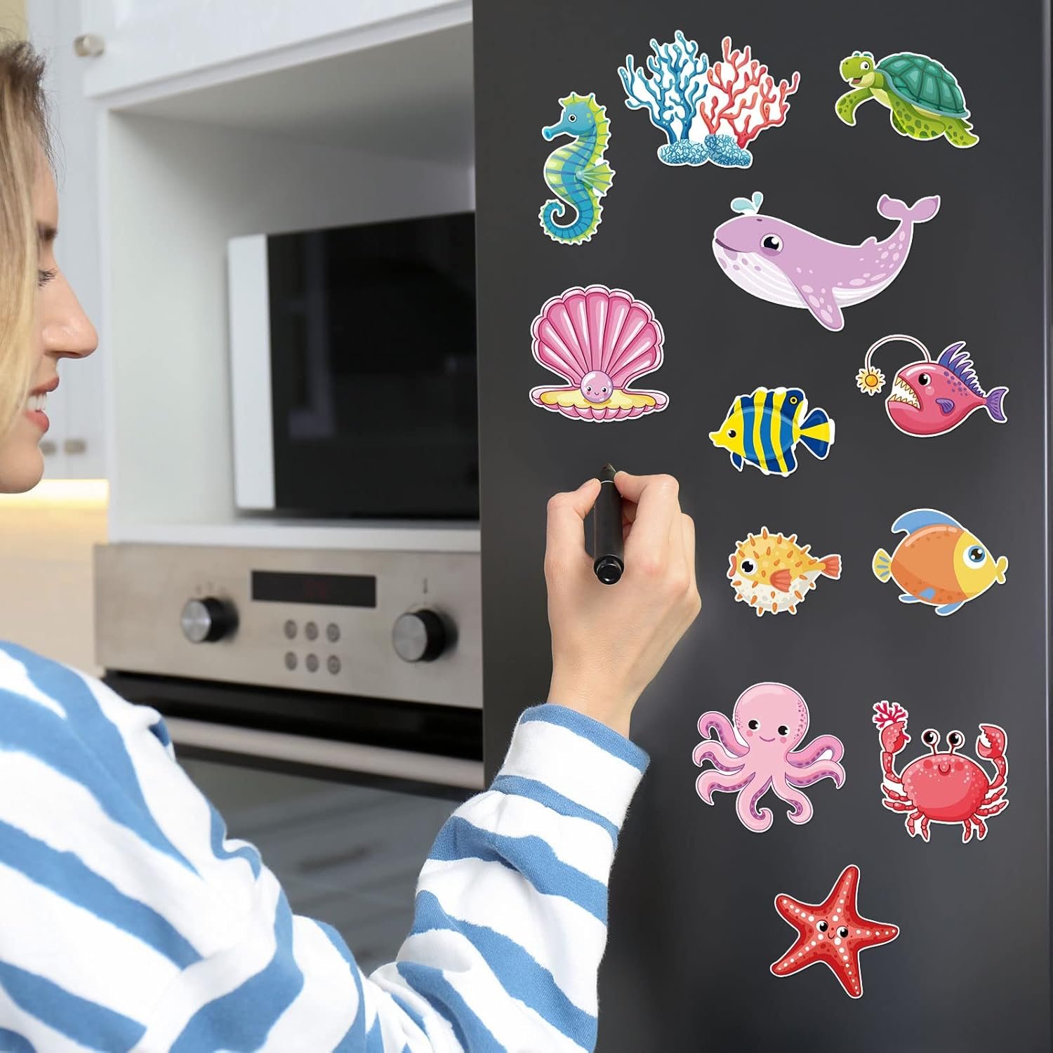 wholesale 24 pcs ocean cruise door decorations magnetic sea animal car magnets fish fridge magnets for door animal turtle crab magnet stickers for car (sea animals) factory & supplier oem