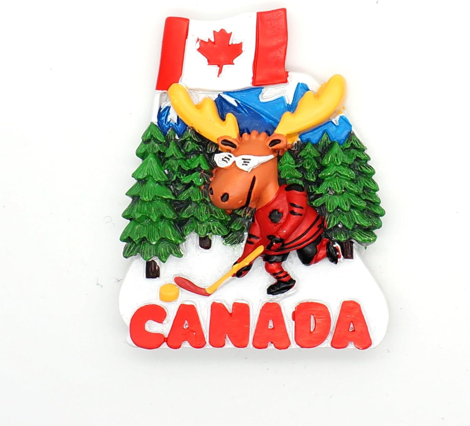 wholesale canada souvenir refrigerator magnets gift resin handcraft fidge magnets with moose beaver bear canadian national flag maple (moose playing hockey) factory & supplier oem