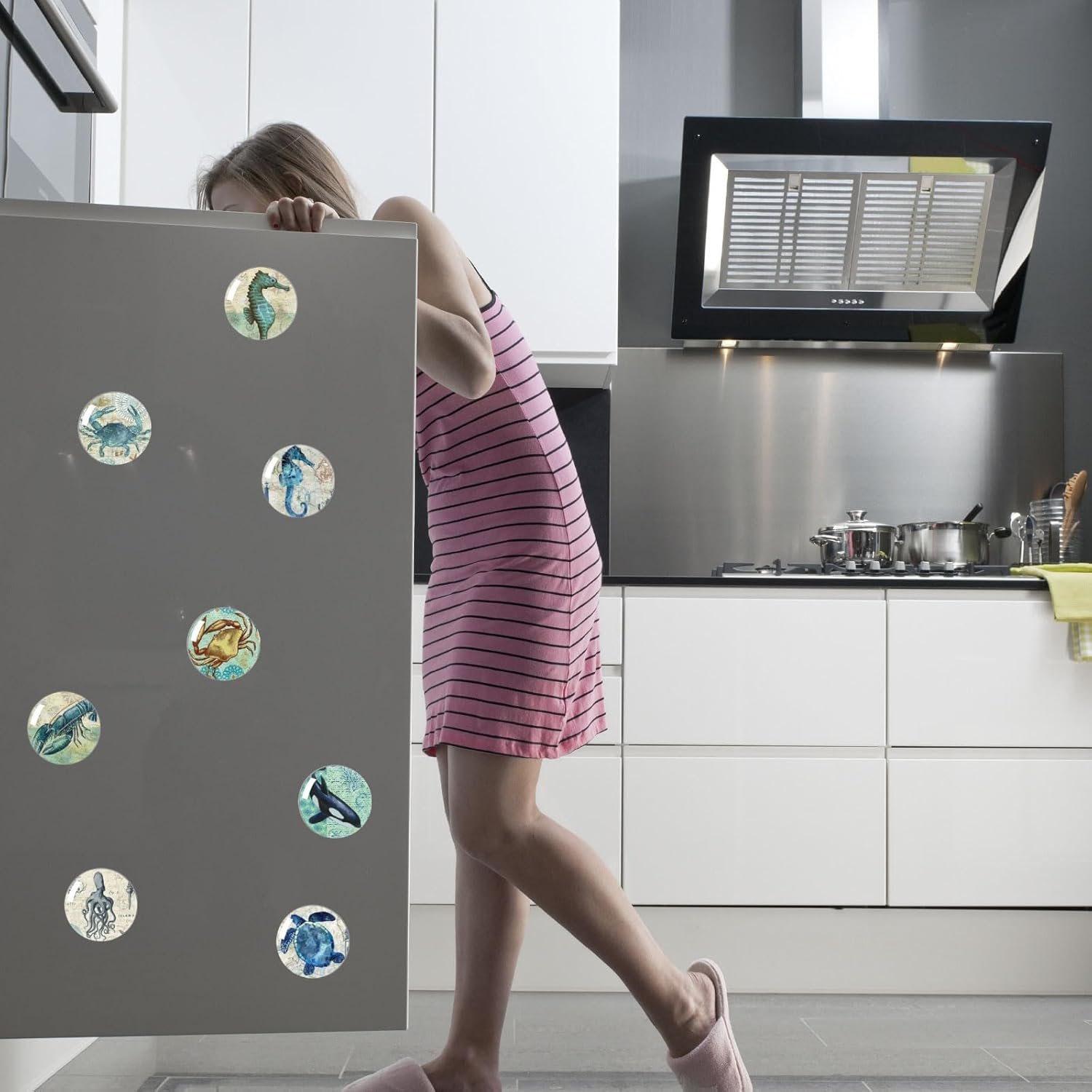 wholesale strong glass refrigerator stickers,12pcs magnets for fridge,funny fridge magnet shape,cute small tiny magnet for kitchen whiteboard door decorative (marine animals refrigerator stickers) factory & supplier oem