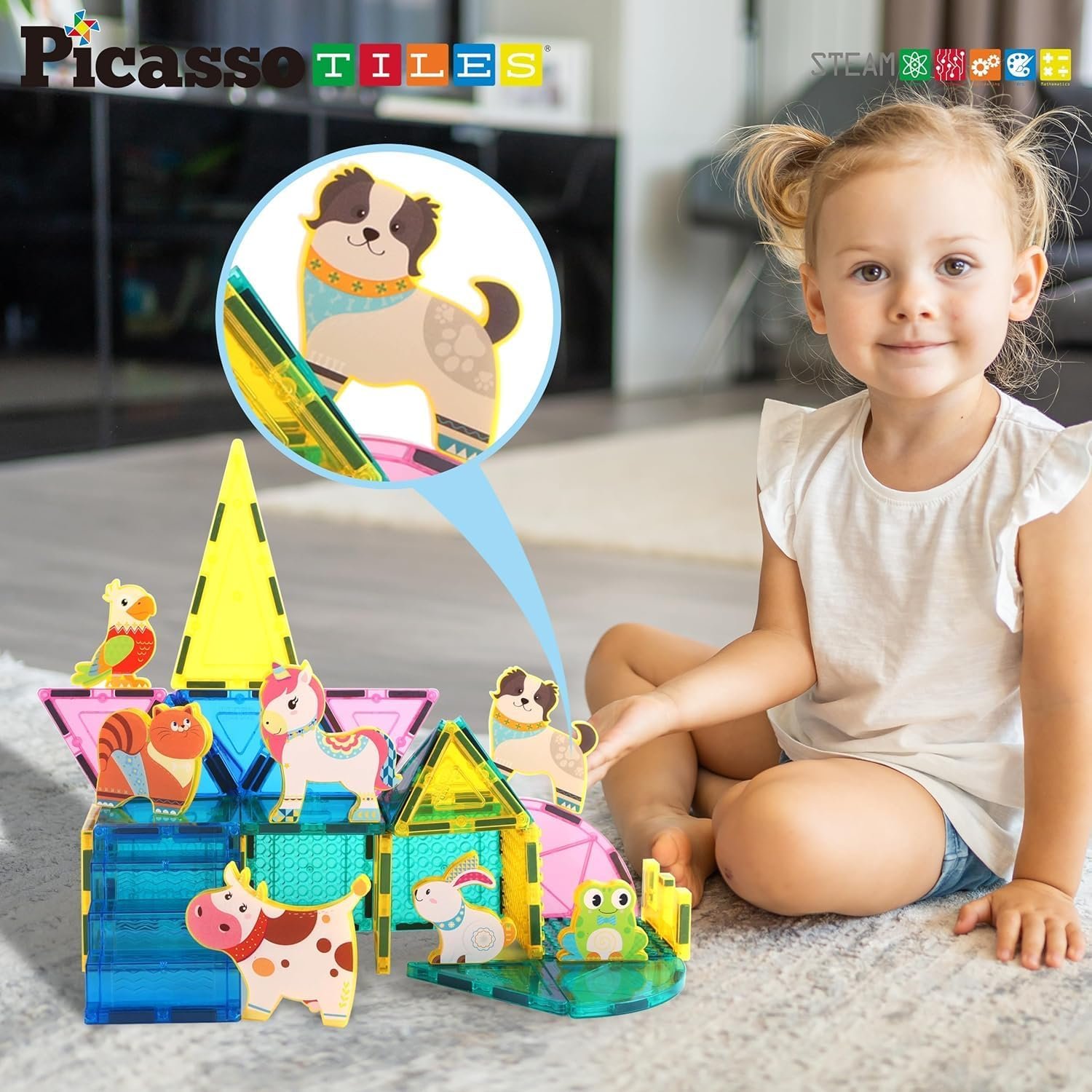 wholesale picassotiles magnet tile building blocks 8 magnetic farm animal action figures characters construction tiles compatible pretend play preschool toy stem education learning girls boys ages 3+ pta27 factory & supplier oem