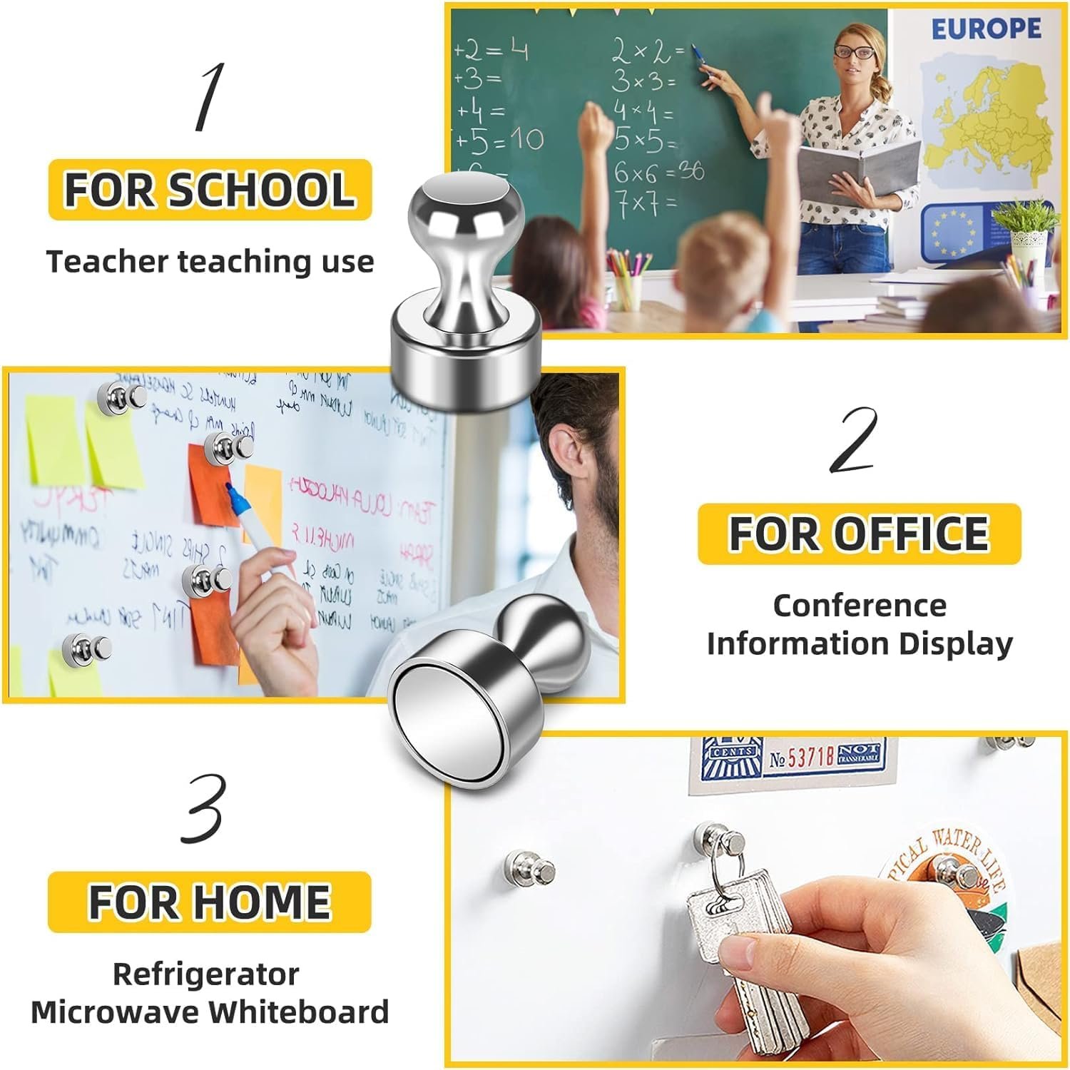 wholesale 60 pack refrigerator magnets - whiteboard and fridge magnets, small neodymium push pin magnets for locker, map, kitchen, office, school factory & supplier oem