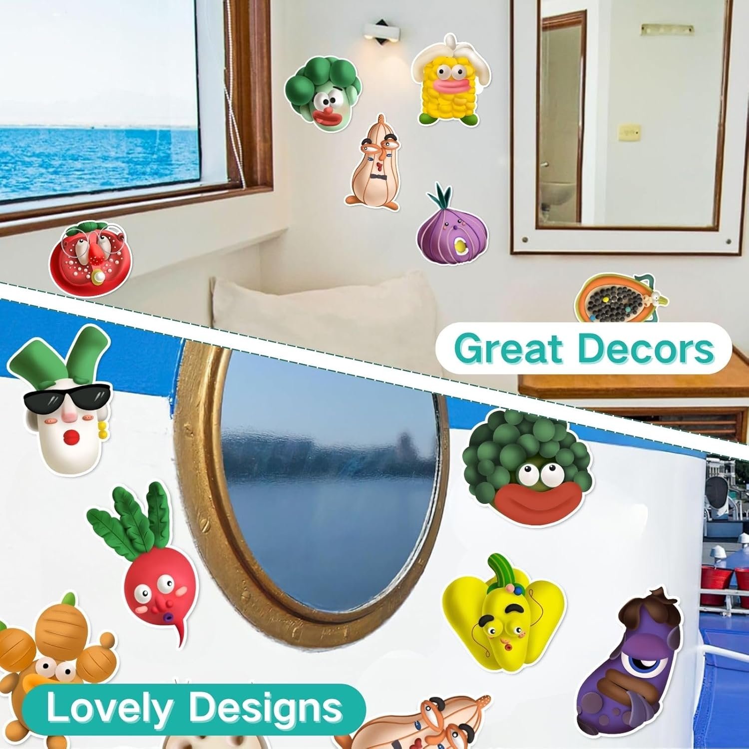 wholesale funny vegetable magnetic decorative stickers set of 16, novelty veggie tales cruise cabin door magnets, vegan decorative fridge magnets car stickers for adults kids funny gag gifts factory & supplier oem