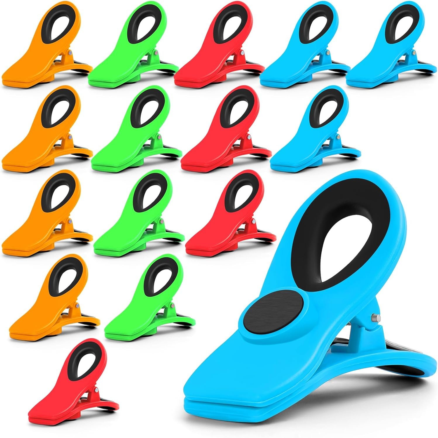 wholesale 16 pack chip clips bag clips, multicolor clips for food packages, multipurpose magnetic clips, chip clips bag clips food clips, refrigerator magnet clips chip clip, bag clips for food storage factory & supplier oem