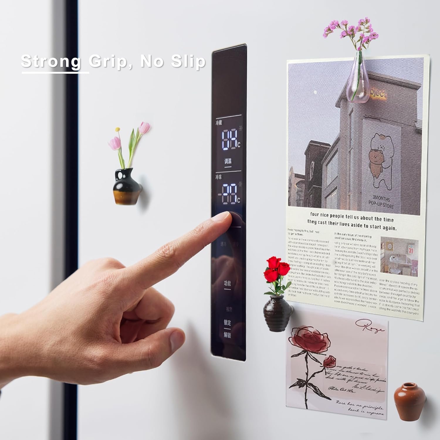 wholesale cute mini ceramic vase magnets for fridge, funny small plant magnets, tiny 3d plant vase for refrigerator decoration kitchen locker kitchen office (8 pack) factory & supplier oem