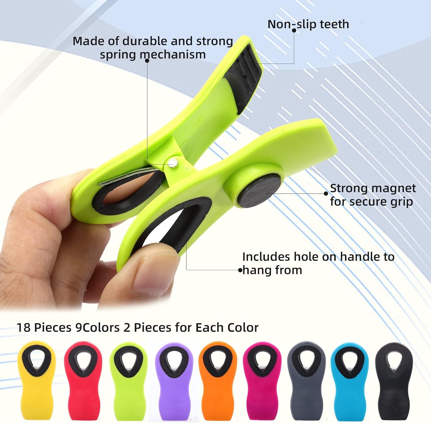 wholesale 18 pack magnetic bag clips - assorted bright colors for food storage & fridge organization factory & supplier oem
