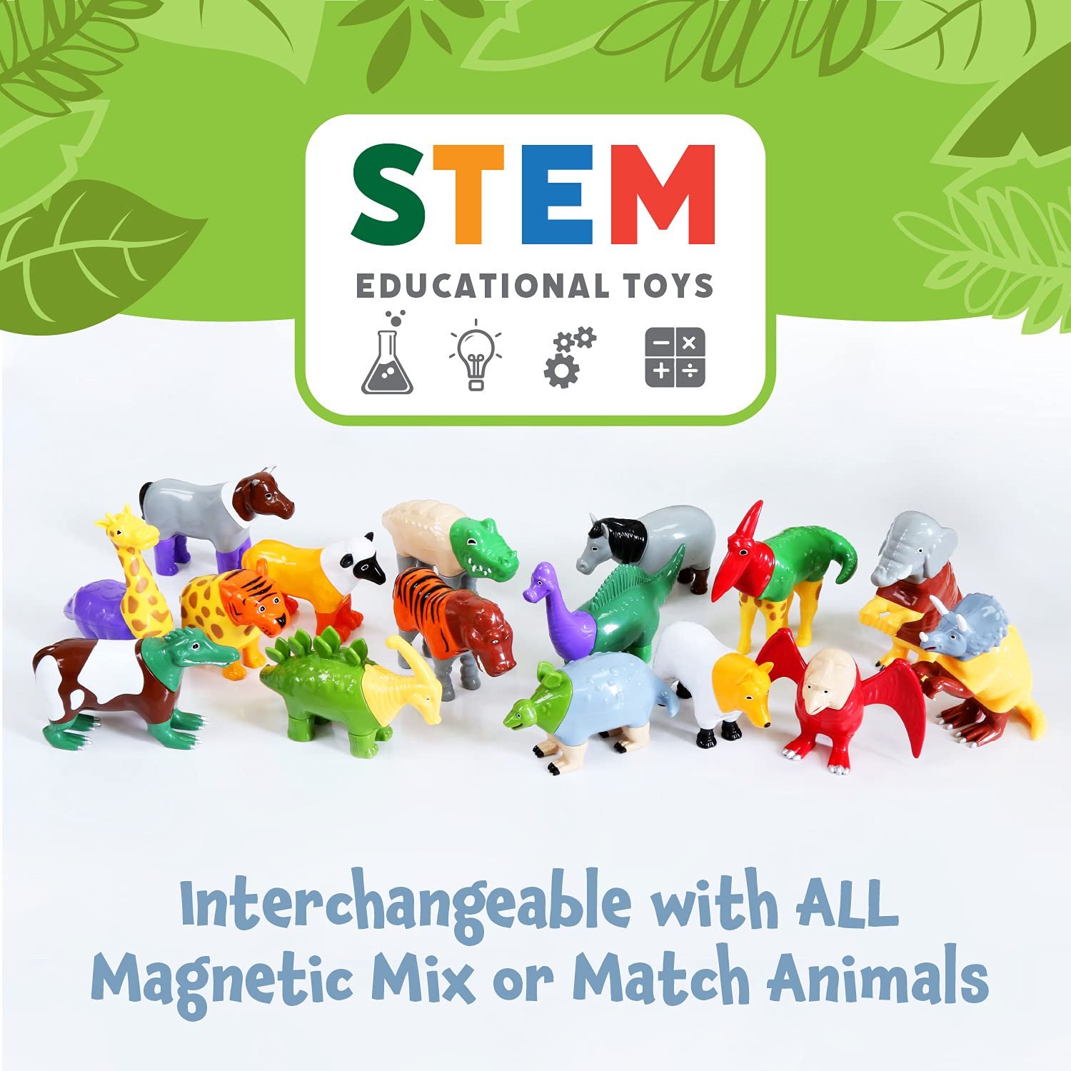 wholesale magnetic mix or match dinosaurs toy play set, 15 pieces factory & supplier oem