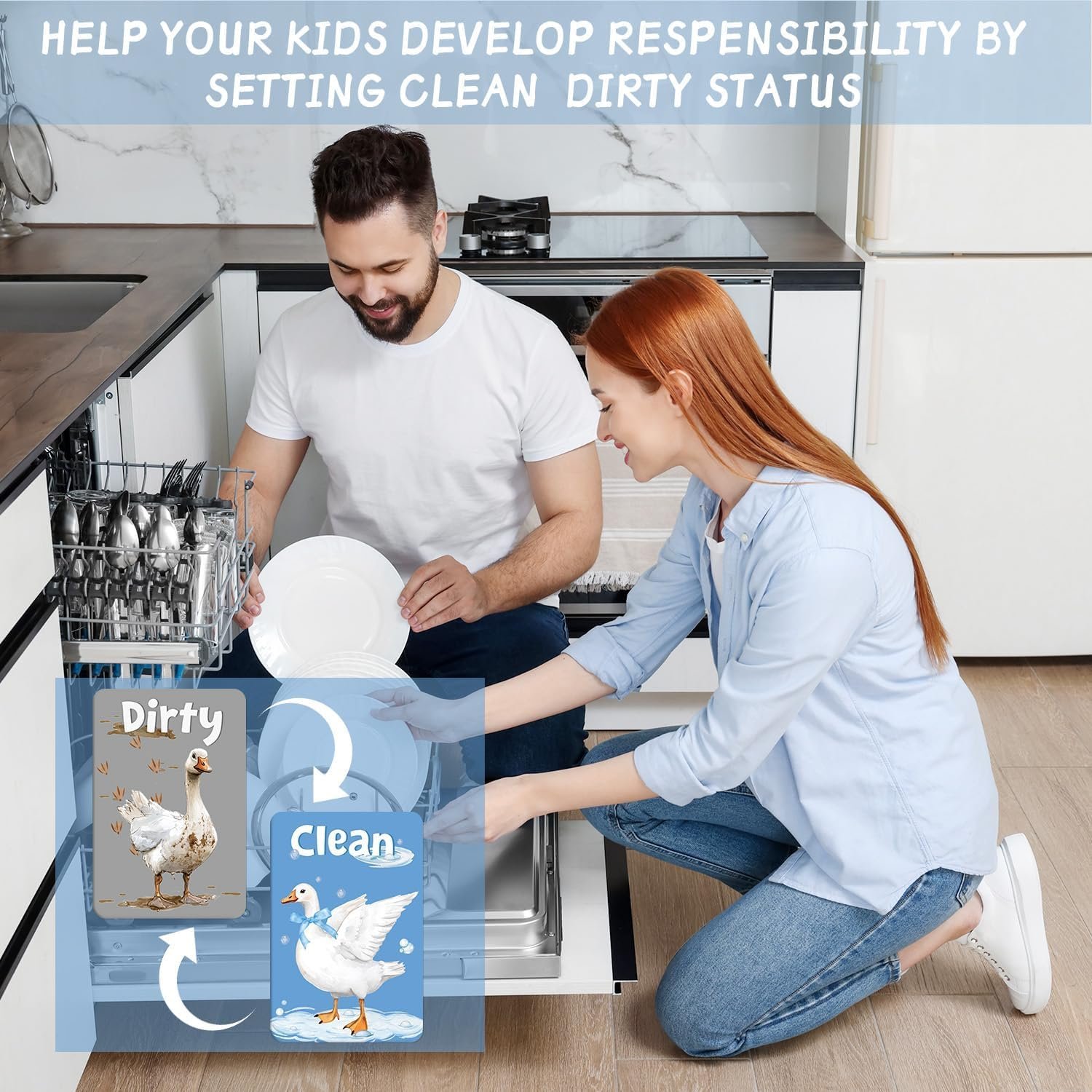 wholesale dishwasher magnet clean dirty sign - cosmisun goose clean dirty magnet for dishwasher double sided reversible dish washer magnetic sign funny goose flip indicator for home kitchen refrigerator decor factory & supplier oem