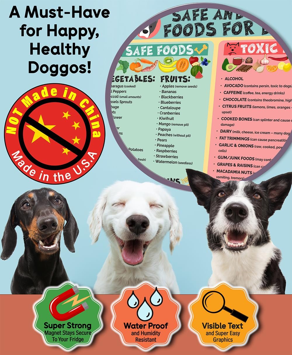 wholesale magnetic 8.5x11 safe and toxic foods for dogs magnet – pet safety chart and canine nutrition guide, waterproof & humidity- (pack of 1) factory & supplier oem