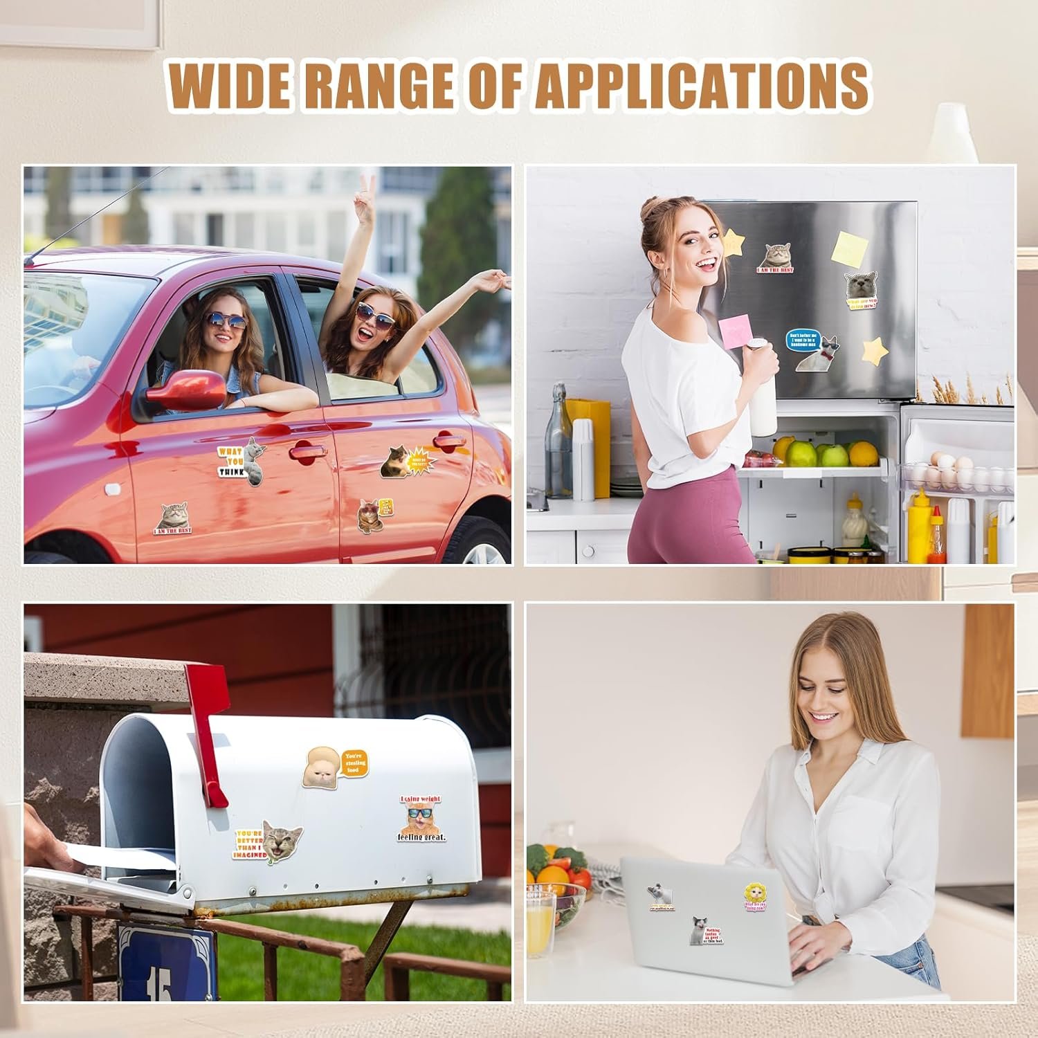 wholesale funny cat meme fridge magnets - 12 pcs cute animals words fun magnetic for home computer school whiteboard locker, cat meme refrigerator magnets decorations gifts for boys girls adult accessories factory & supplier oem