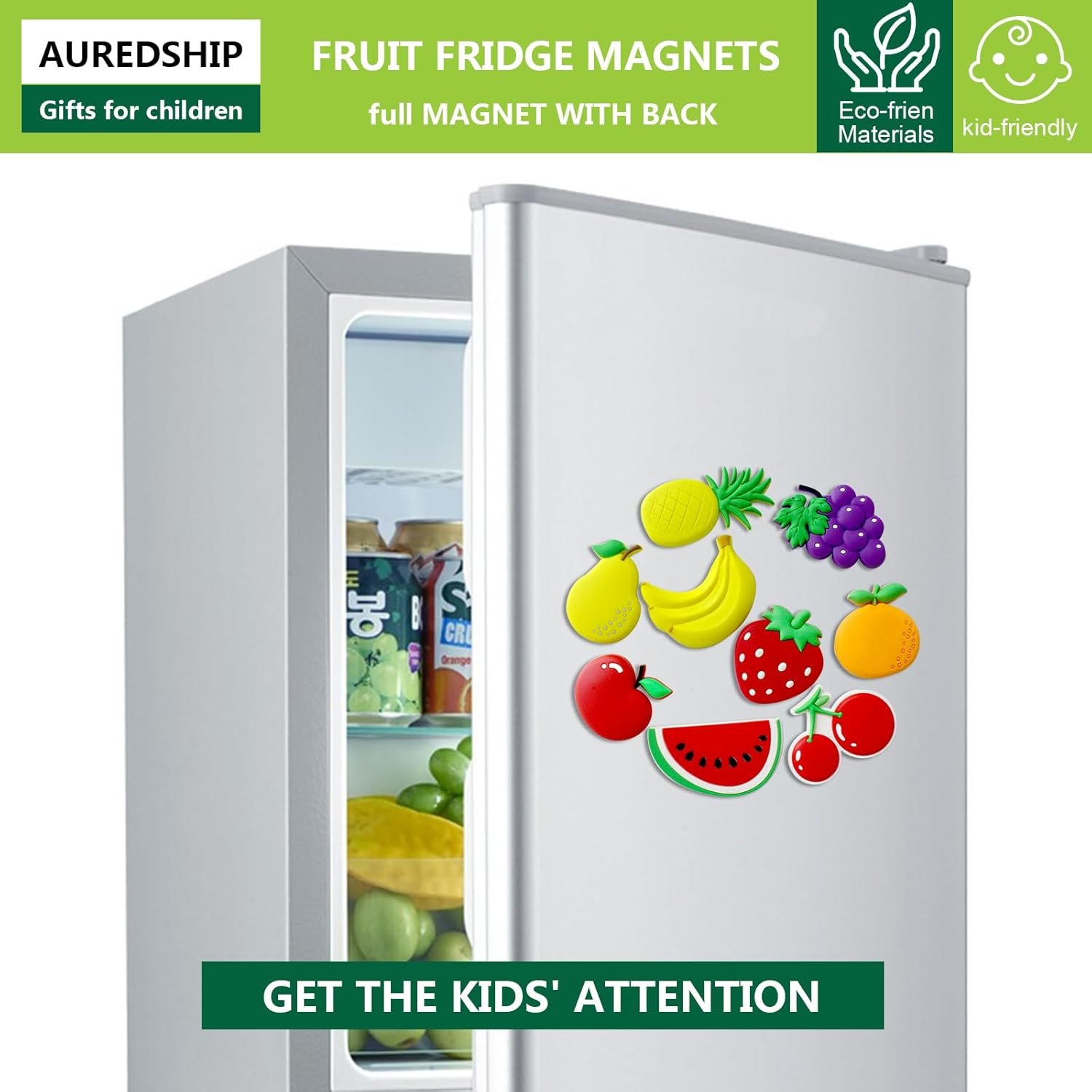 wholesale refrigerator magnets for toddlers, cute fruit fridge magnets for kids large size toddler magnets for refrigerator full back magnets for babies ages 3＋gift factory & supplier oem