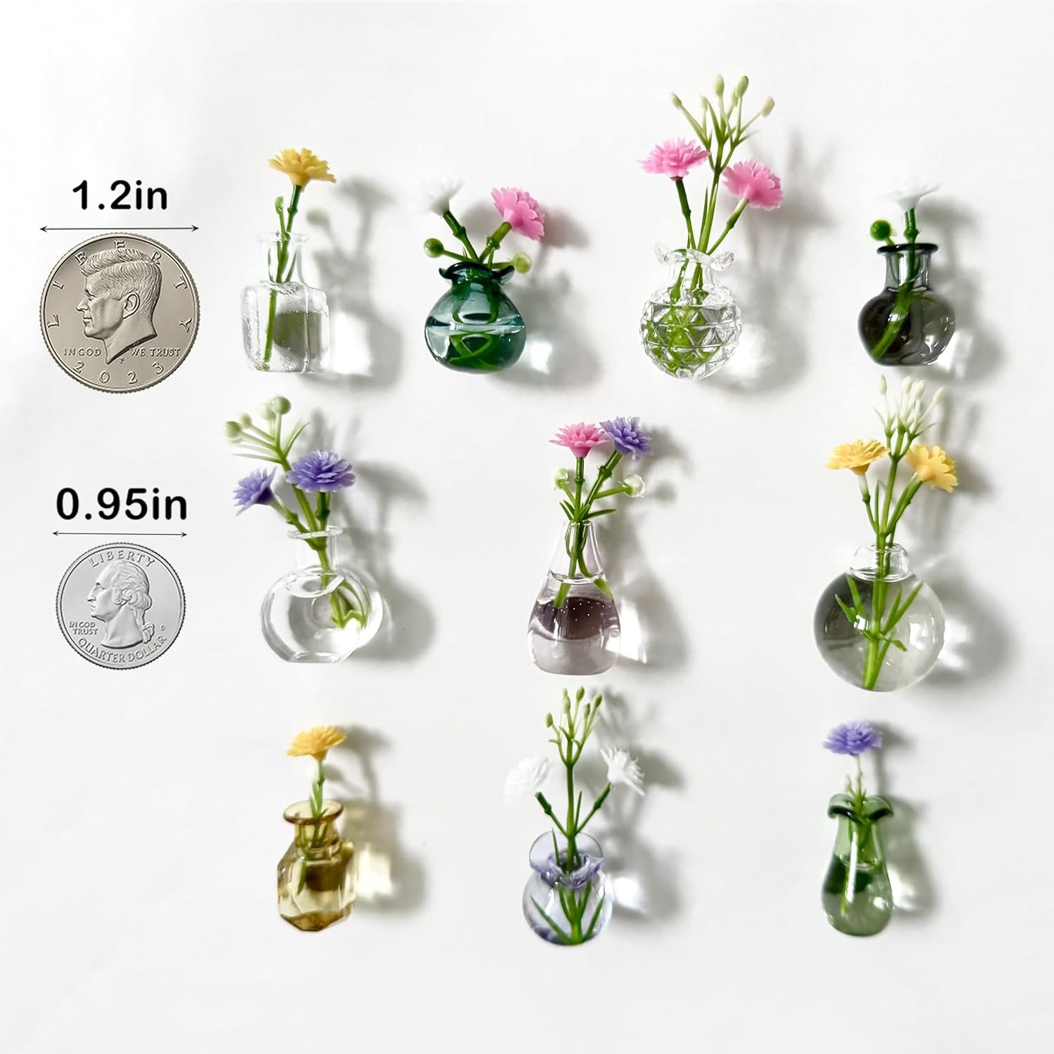 wholesale cute mini vase magnets for fridge, tiny magnetic flower glass vases refrigerator accessories, funny aesthetic plant pot magnets for locker office kitchen decoration, small magnet bud plant factory & supplier oem