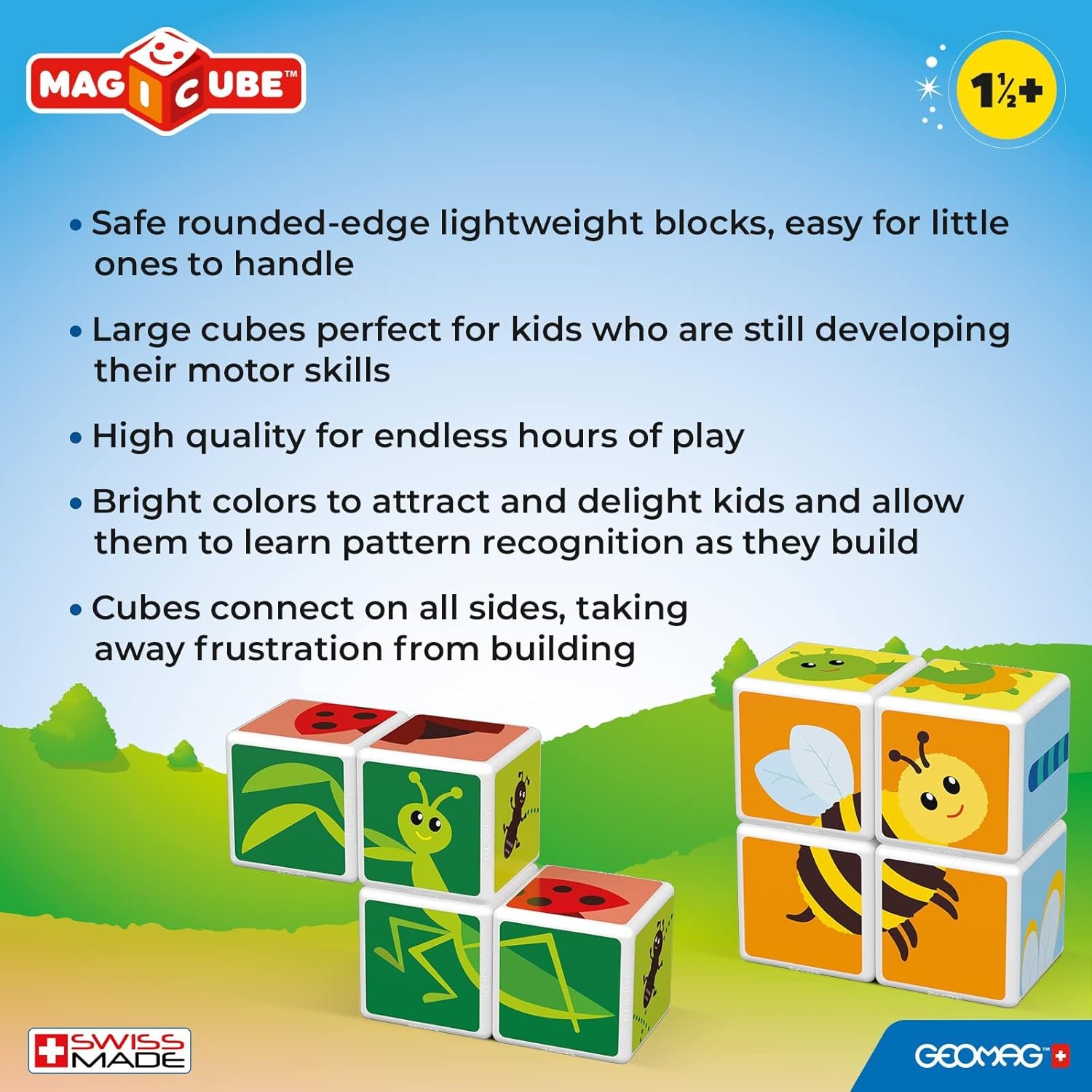 wholesale geomag magicube small animals 4-piece magnetic stacking cubes building set, toddlers & kids ages 1.5 and up, stem educational toy, swiss-made, creativity, imagination, 6 adorable building ideas factory & supplier oem