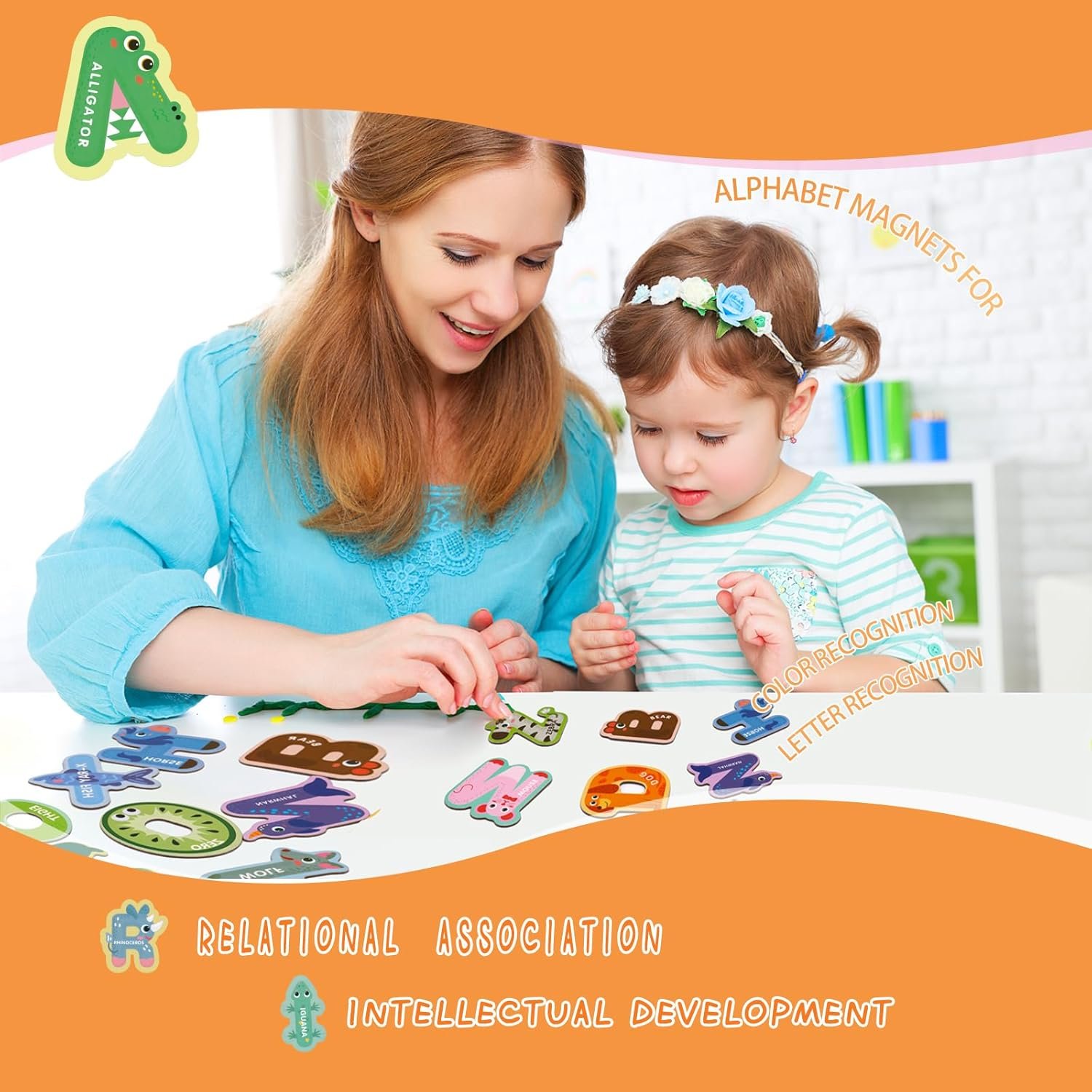 wholesale 52pcs magnetic letters and numbers large fridge magnets for toddlers 1-3 cute animal abc cardboard magnets for refrigerator alphabet magnet letters educational learning toys for 3 4 5 year old toddler factory & supplier oem
