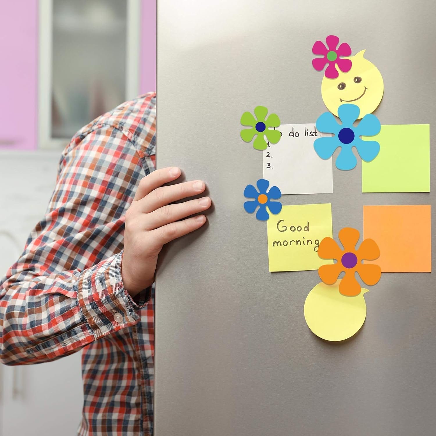 wholesale outus car flower magnet funny magnetic decals decorations cute fridge magnets 60s flower cutout magnet for car home door whiteboard refrigerator (16 pieces,3.9 x 3.9 inch, 2.2 x 2.2 inch) factory & supplier oem