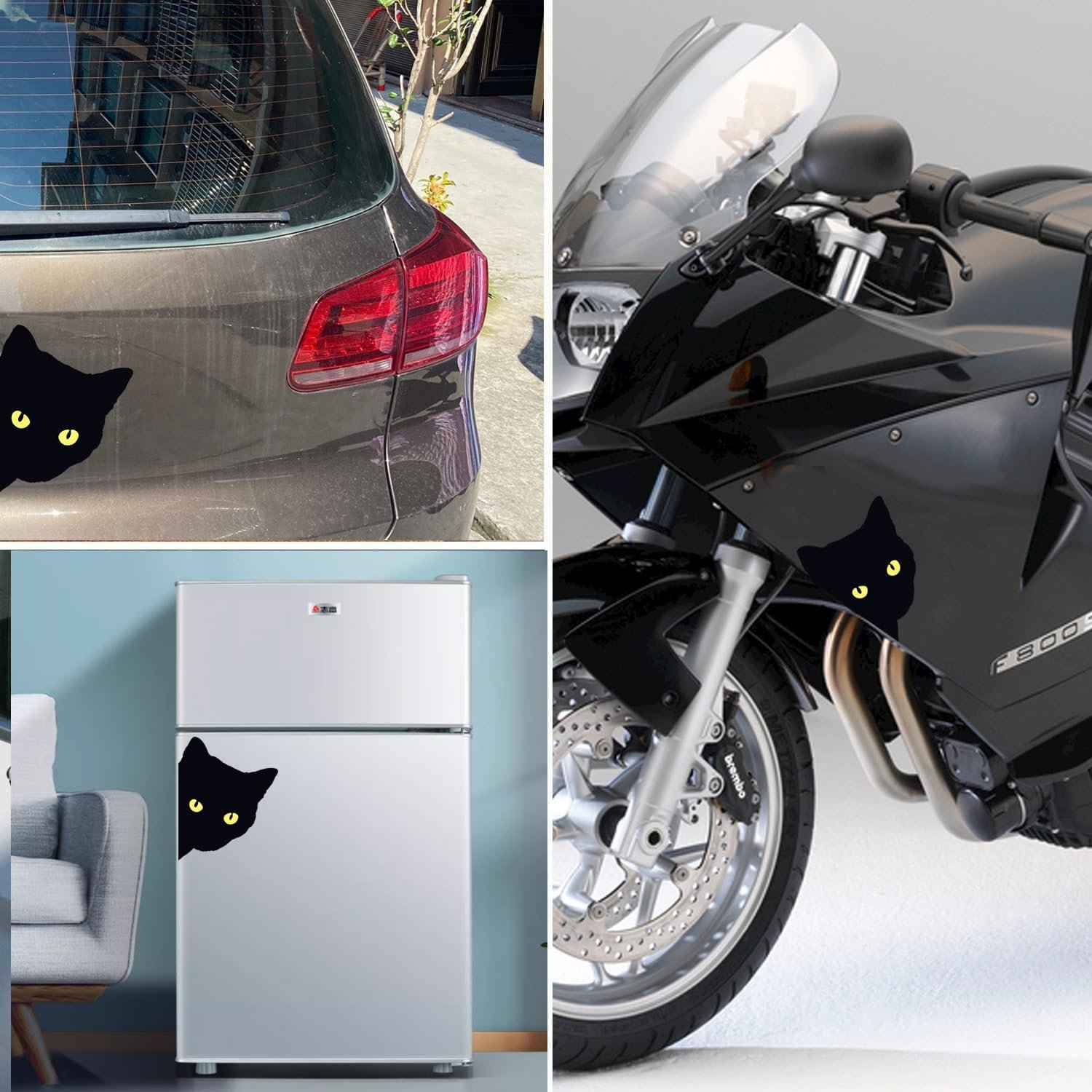 wholesale cat peeking car stickers cat watching magnet vinyl reflective decals waterproof funny for car bumper motorcycle (black -1pcs) factory & supplier oem