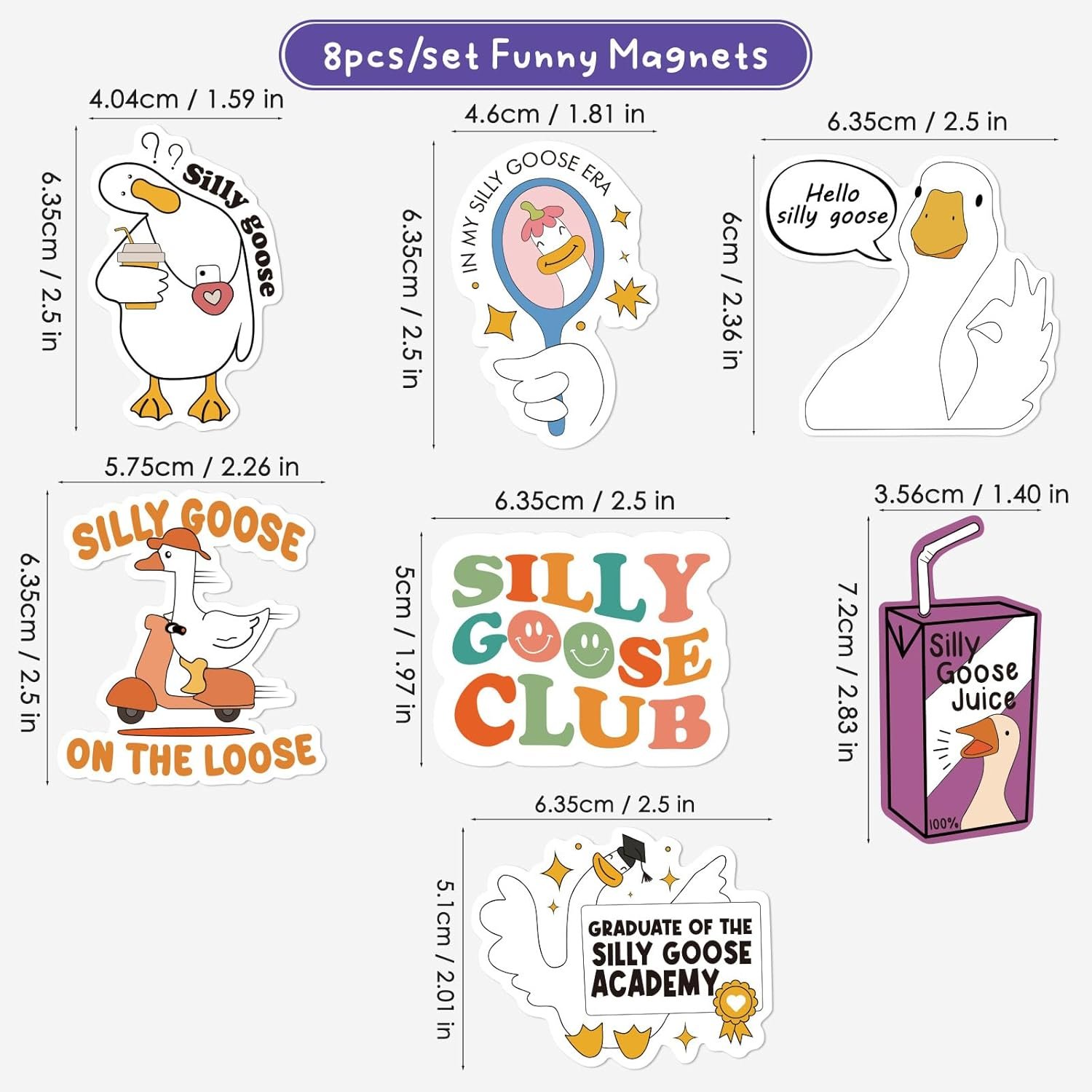 wholesale 8 pcs funny goose magnets, cute cartoon animal meme magnet for home kitchen office, silly goose magnets for refrigerators, toolboxes, lockers, refrigerator magnet factory & supplier oem