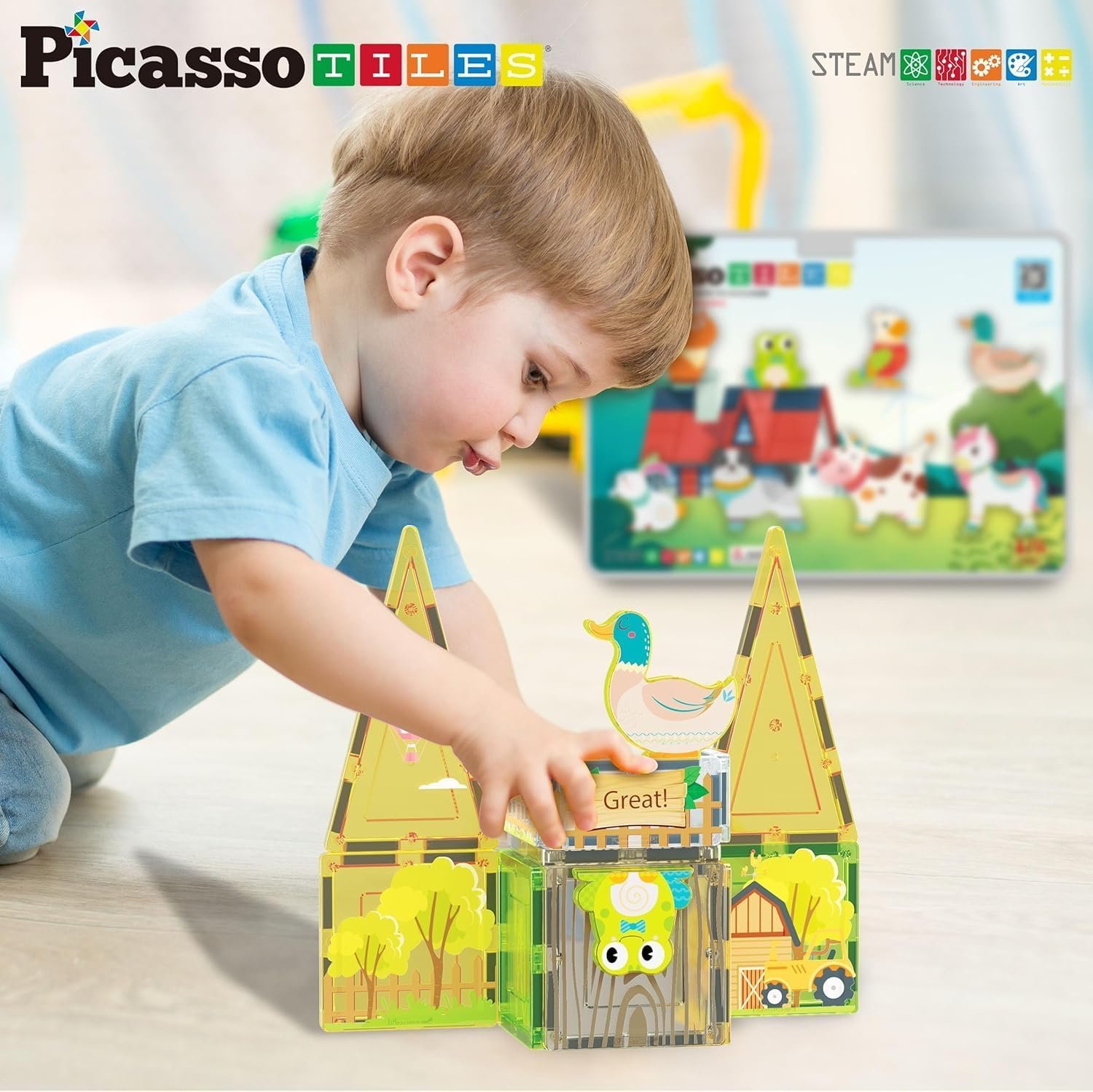 wholesale picassotiles magnet tile building blocks 8 magnetic farm animal action figures characters construction tiles compatible pretend play preschool toy stem education learning girls boys ages 3+ pta27 factory & supplier oem