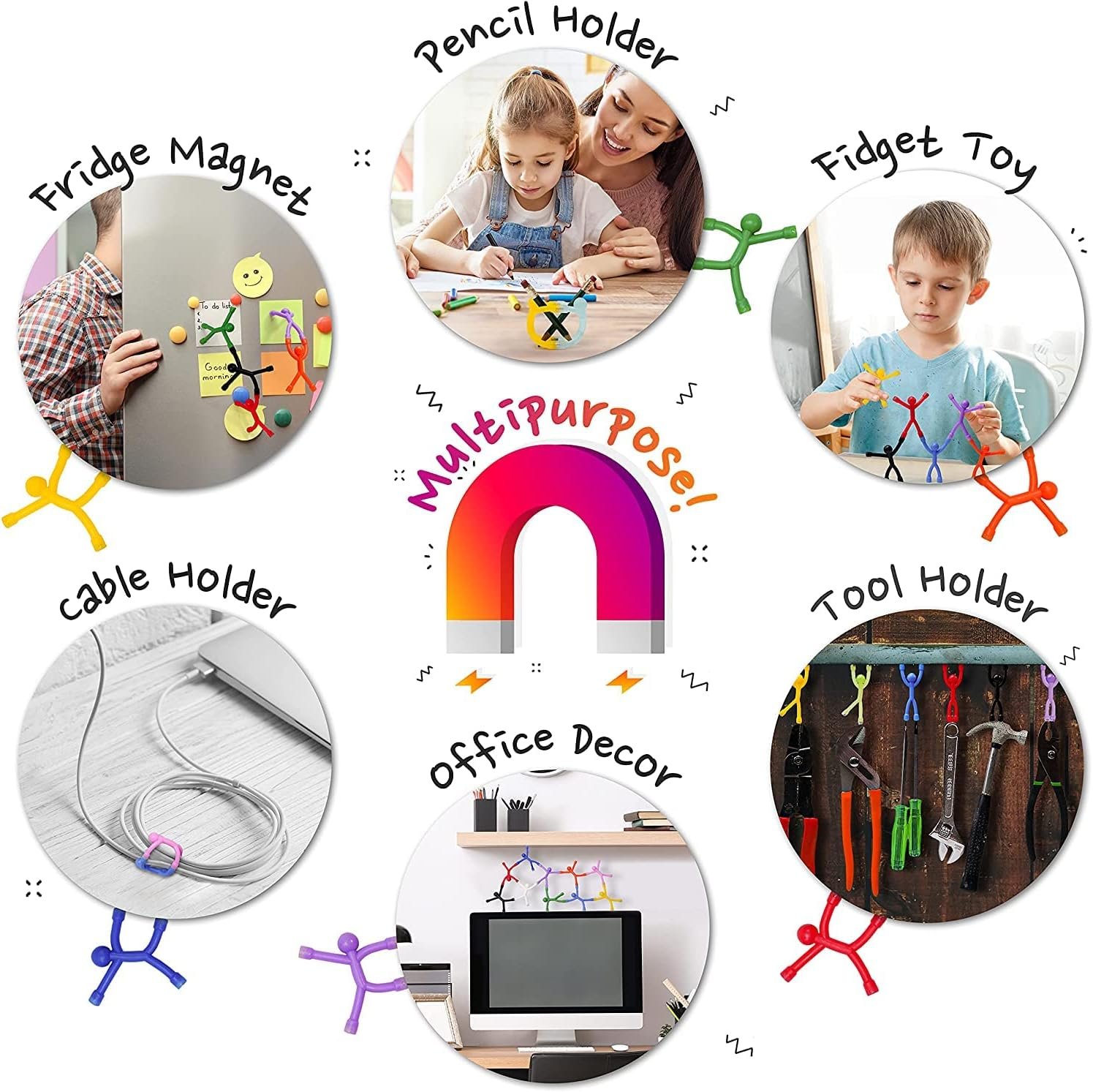 wholesale magmen classic! the original magnetic action figures - classic stretchy travel fidget & desk toy | multipurpose fridge & whiteboard magnets 10pc solid colors set factory & supplier oem
