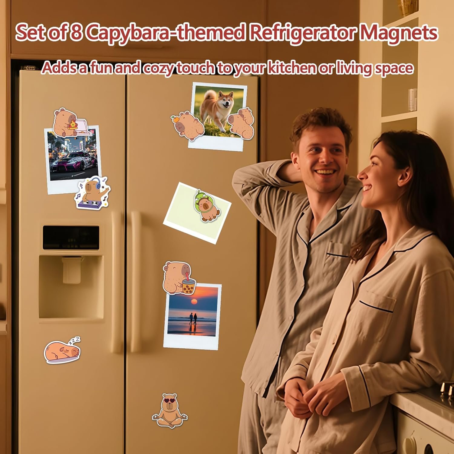 wholesale cute capybara animals fridge magnets, strong magnetic friends kitchen refrigerator decor, unique funny capybara-themed design magnets for home fridge school locker work(8 pcs) factory & supplier oem