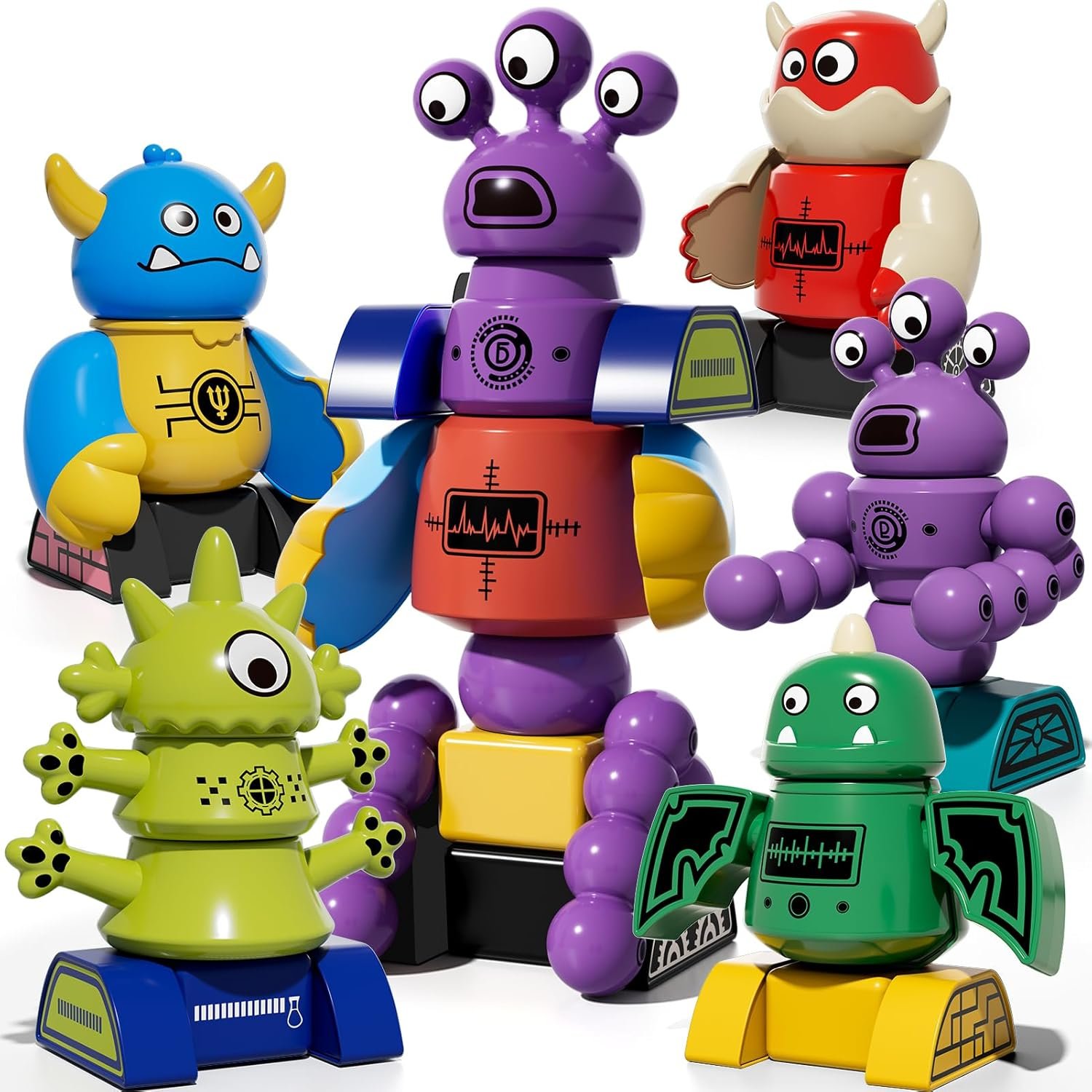 wholesale temi magnet robot toy for kids 3-5 years old - monster magnet toys stacking transform toys with storage box, set for boys age 3 4 5 6 7 years old boys, christmas and birthday gifts factory & supplier oem