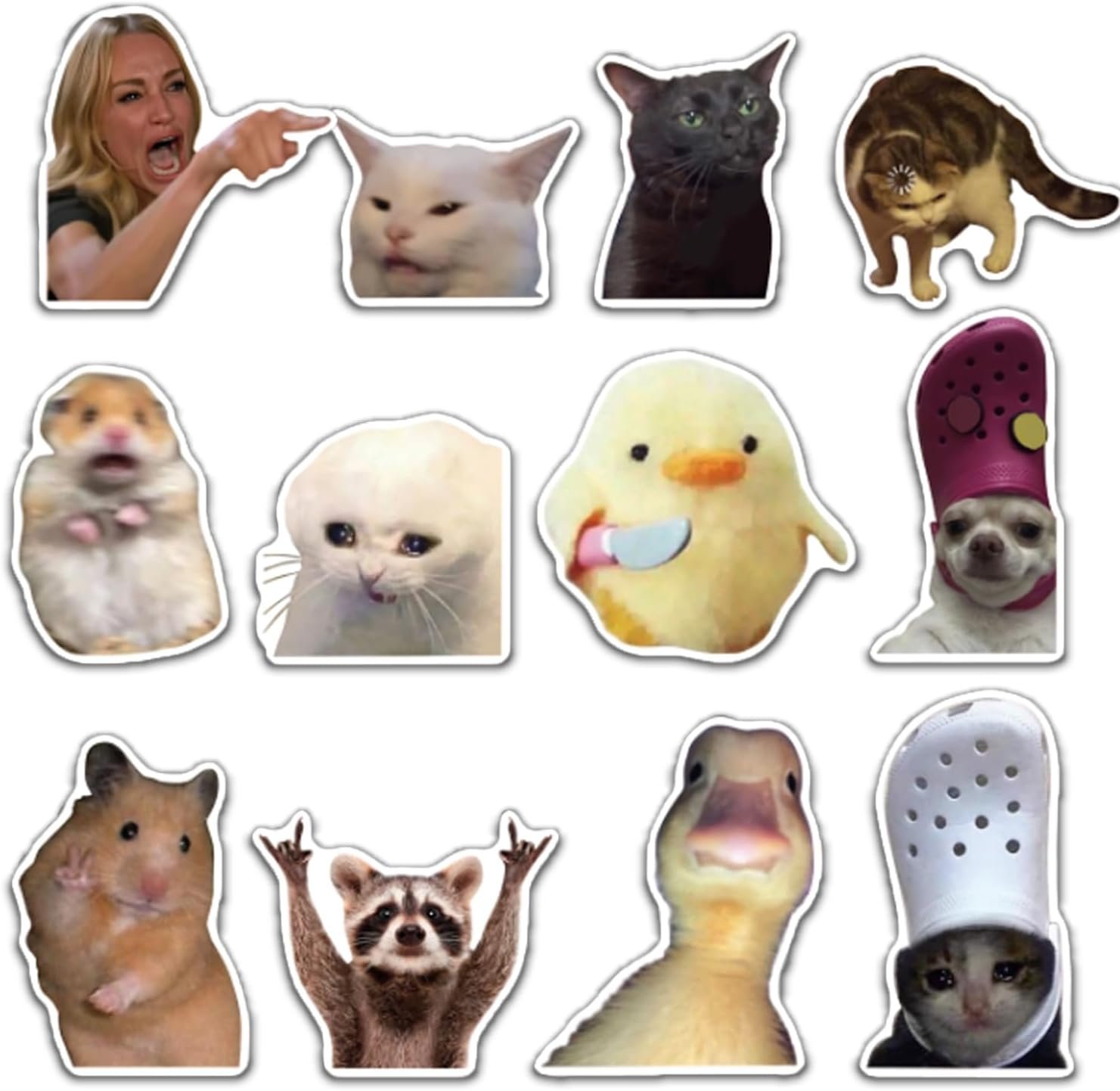 wholesale 12pcs funny meme magnets animals fridge magnets, adorable cool magnet set crying cat dog hamster duck stickers for locker & fridge & car & cabinet factory & supplier oem
